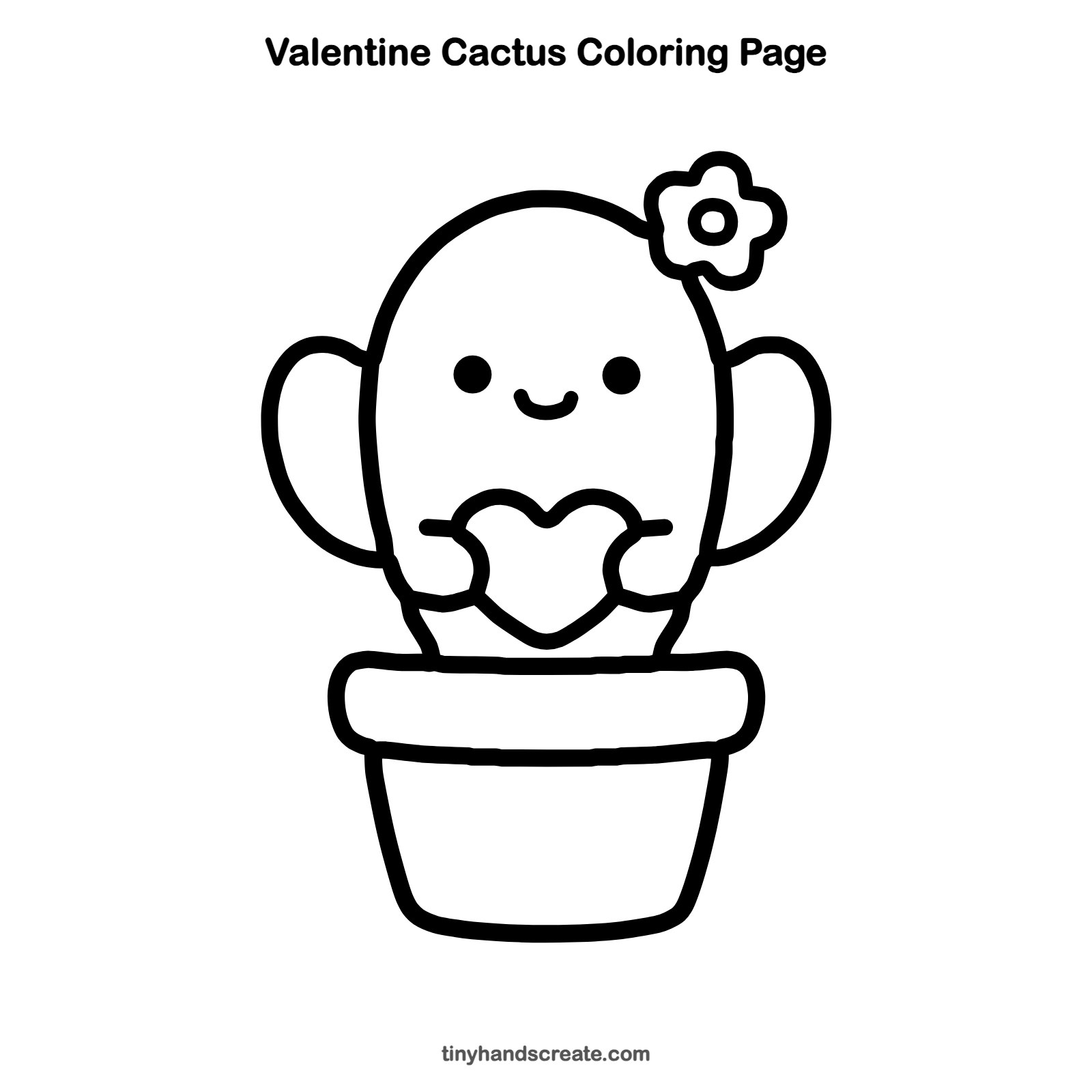 Free printable Valentine cactus coloring page for kids