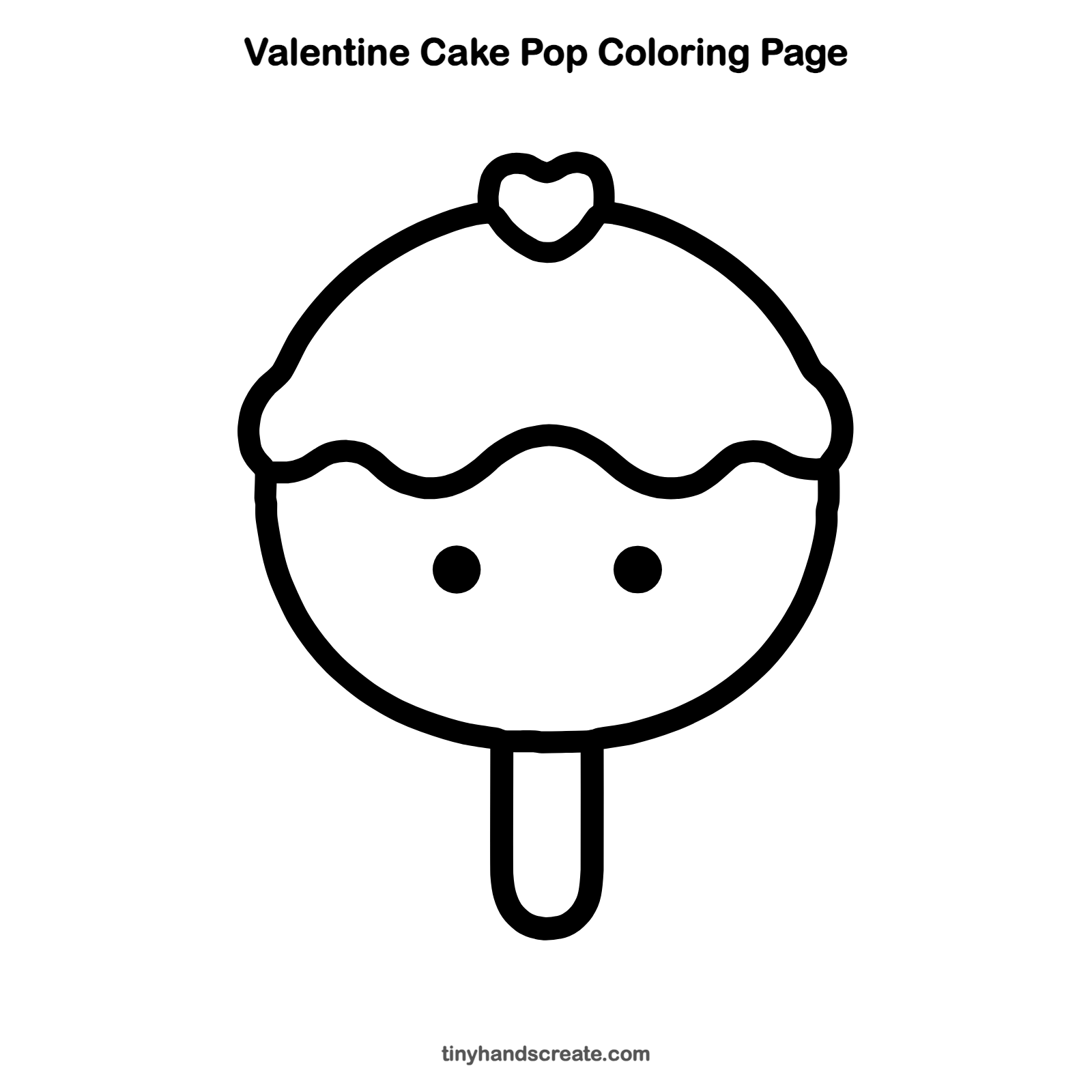 Free printable Valentine cake pop coloring page for kids