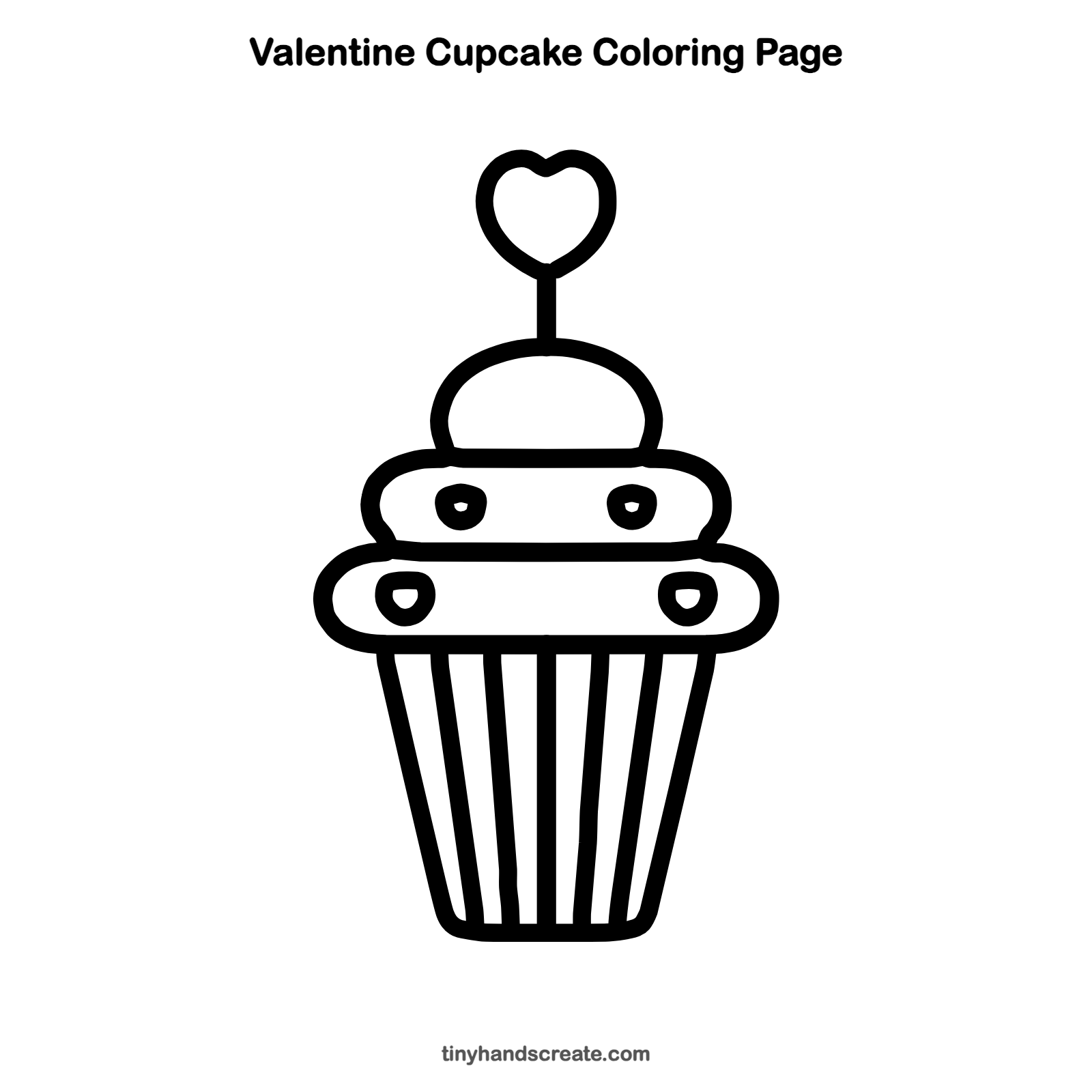 Free printable Valentine cupcake coloring page for kids