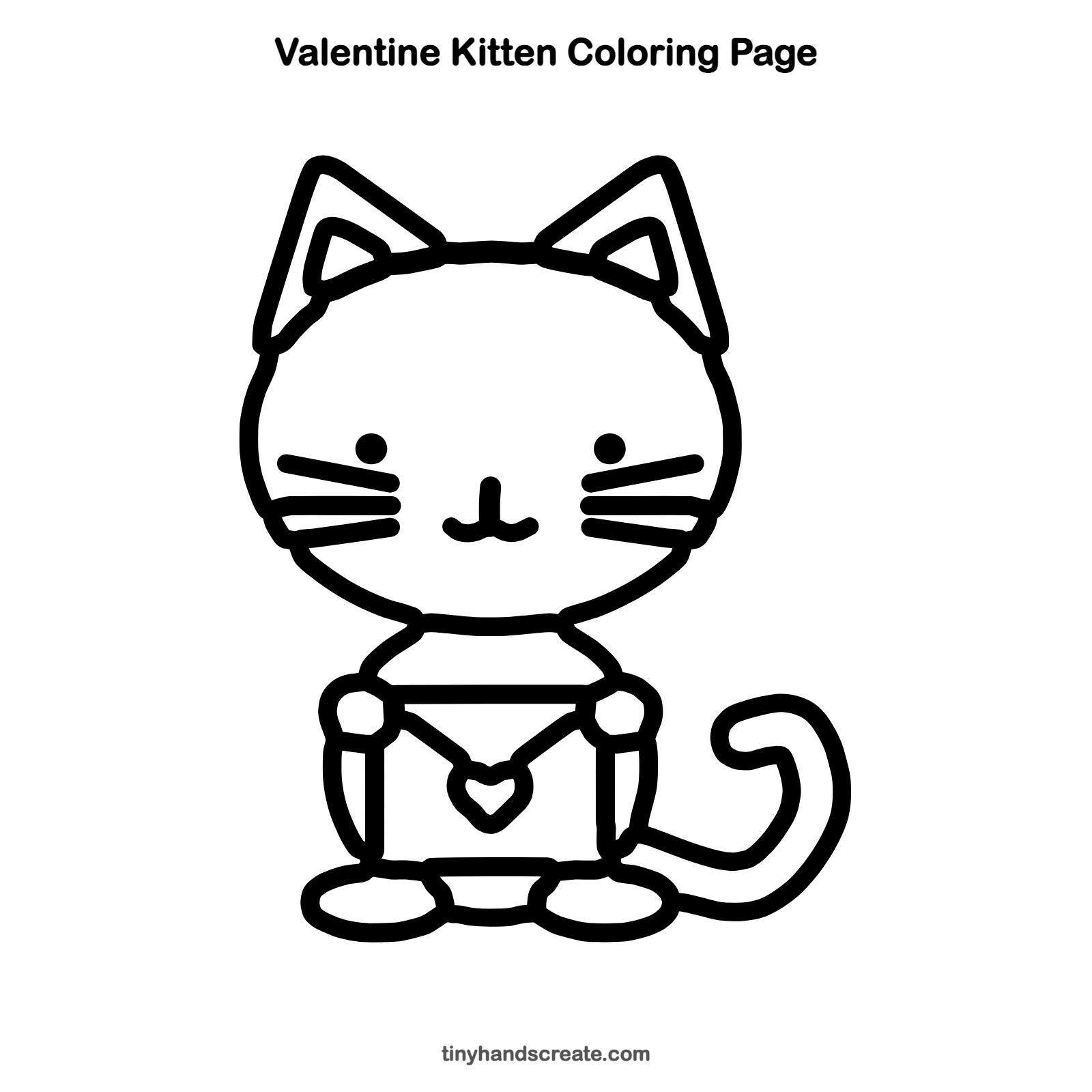 Free printable Valentine kitten coloring page for kids