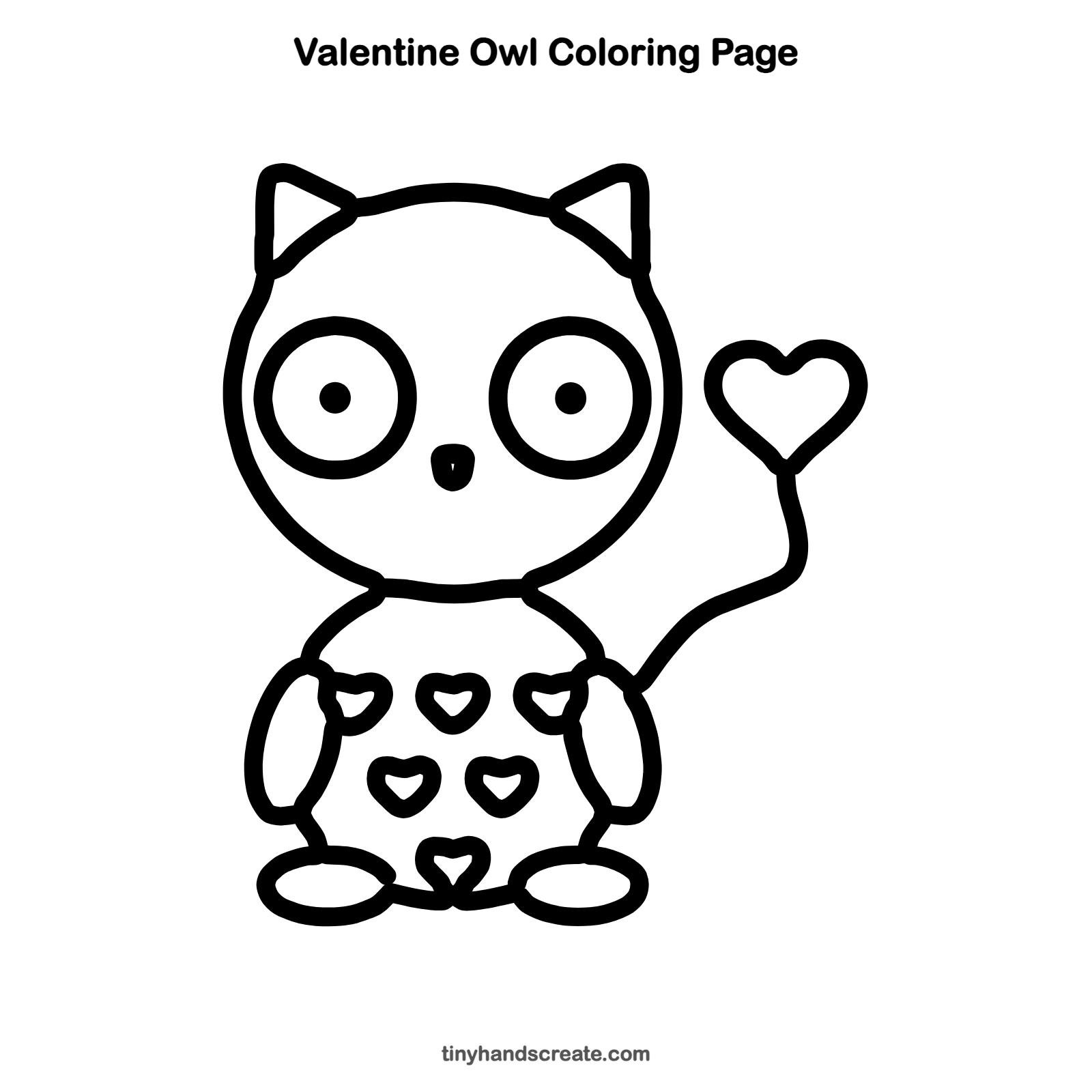 Free printable Valentine owl coloring page for kids