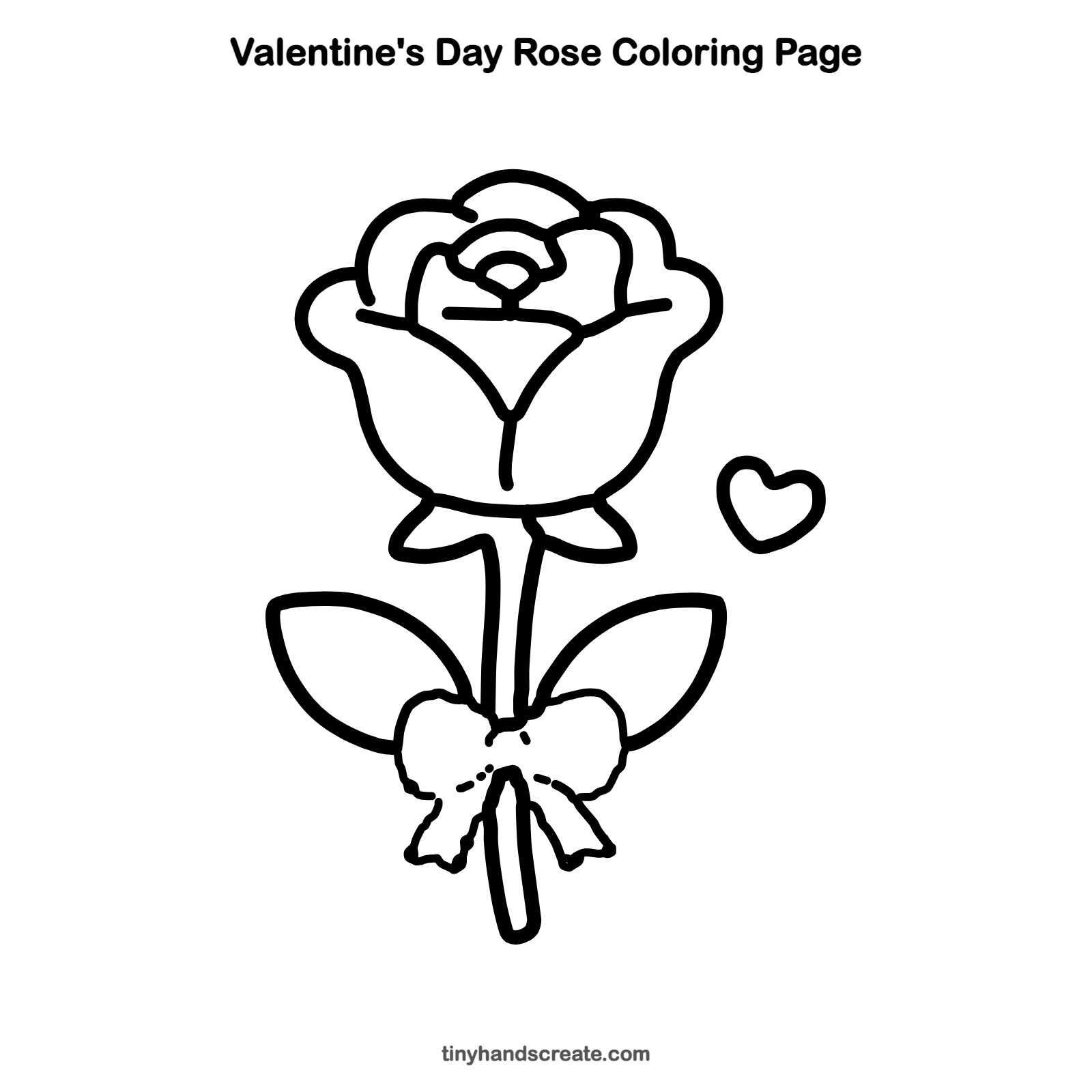 Free printable Valentine's Day rose coloring page for kids
