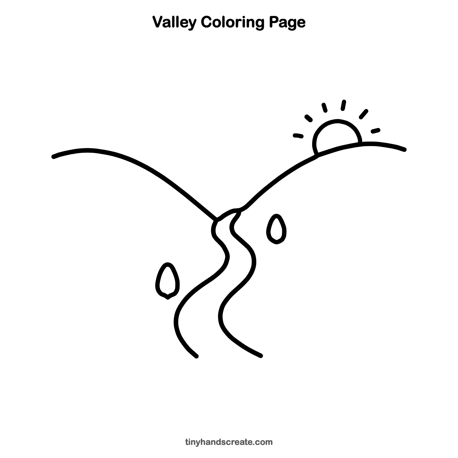 Free printable valley coloring page for kids