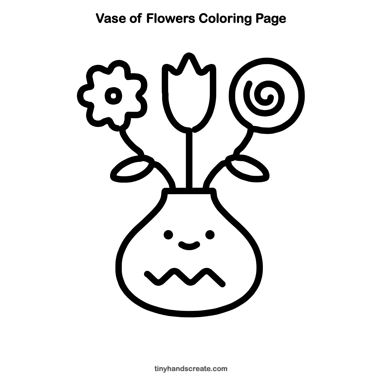 Free printable vase of flowers coloring page for kids