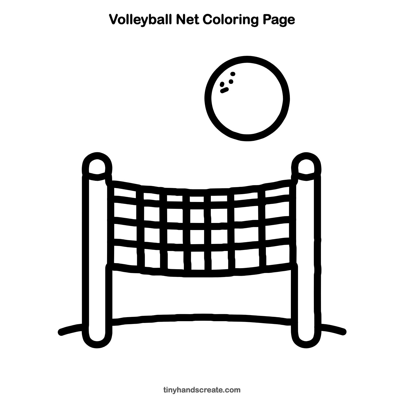 Free printable volleyball net coloring page for kids