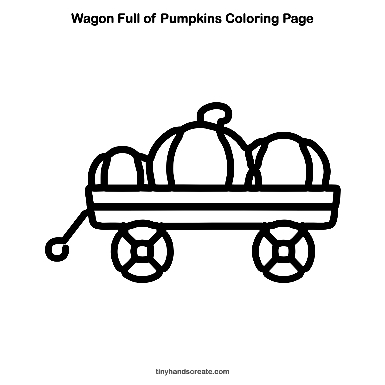 Free printable wagon full of pumpkins coloring page for kids