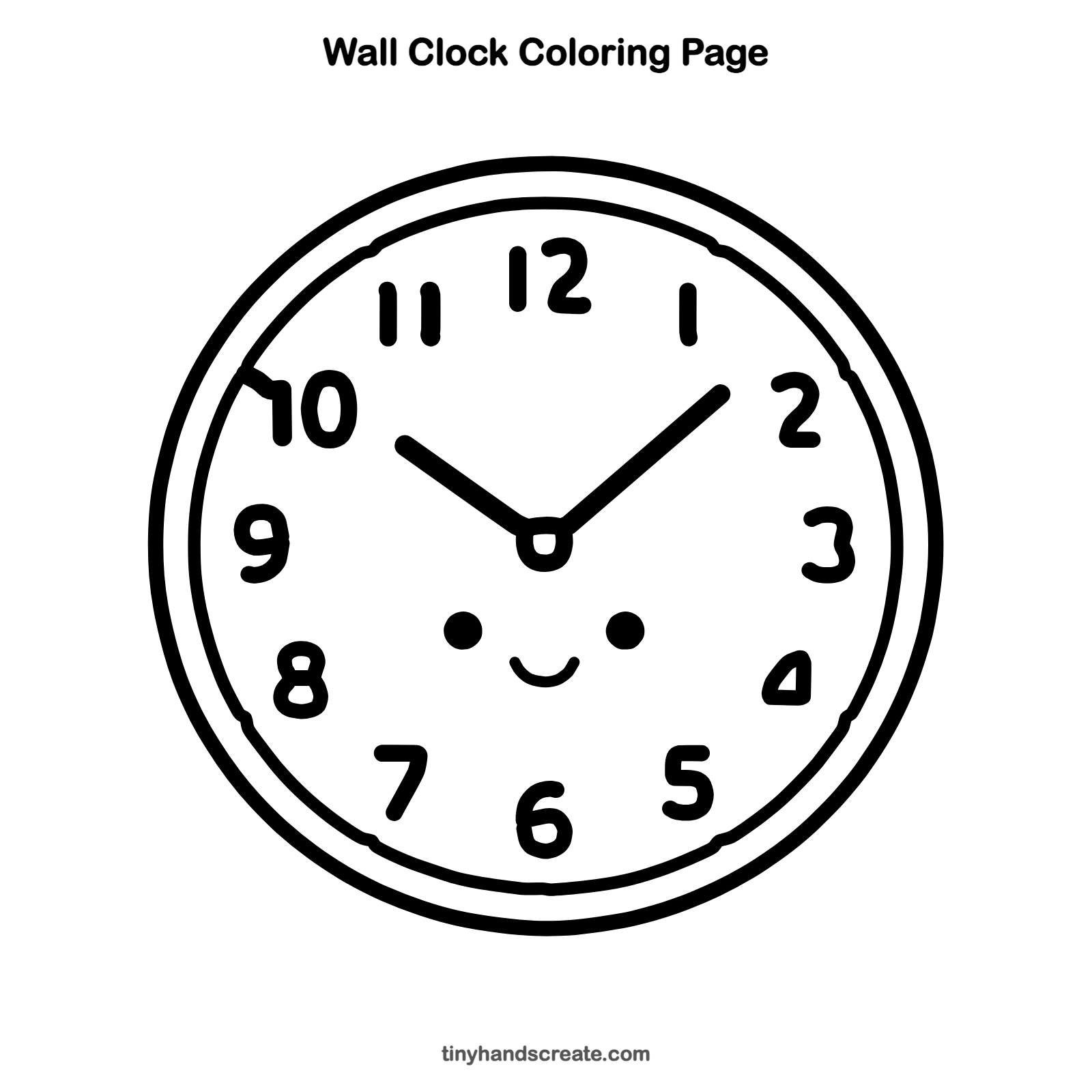 Free printable wall clock coloring page for kids