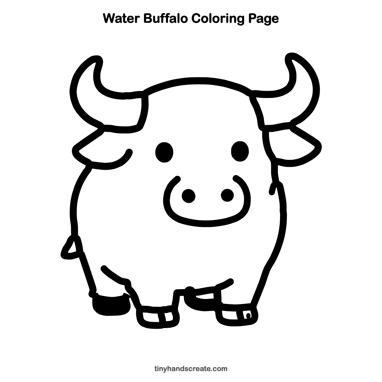 Free printable water buffalo coloring page for kids
