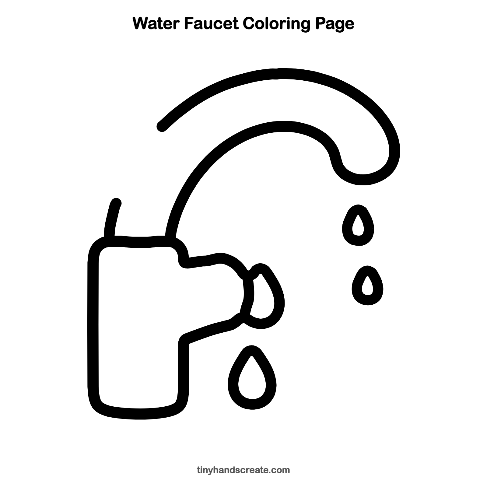 Free printable water faucet coloring page for kids