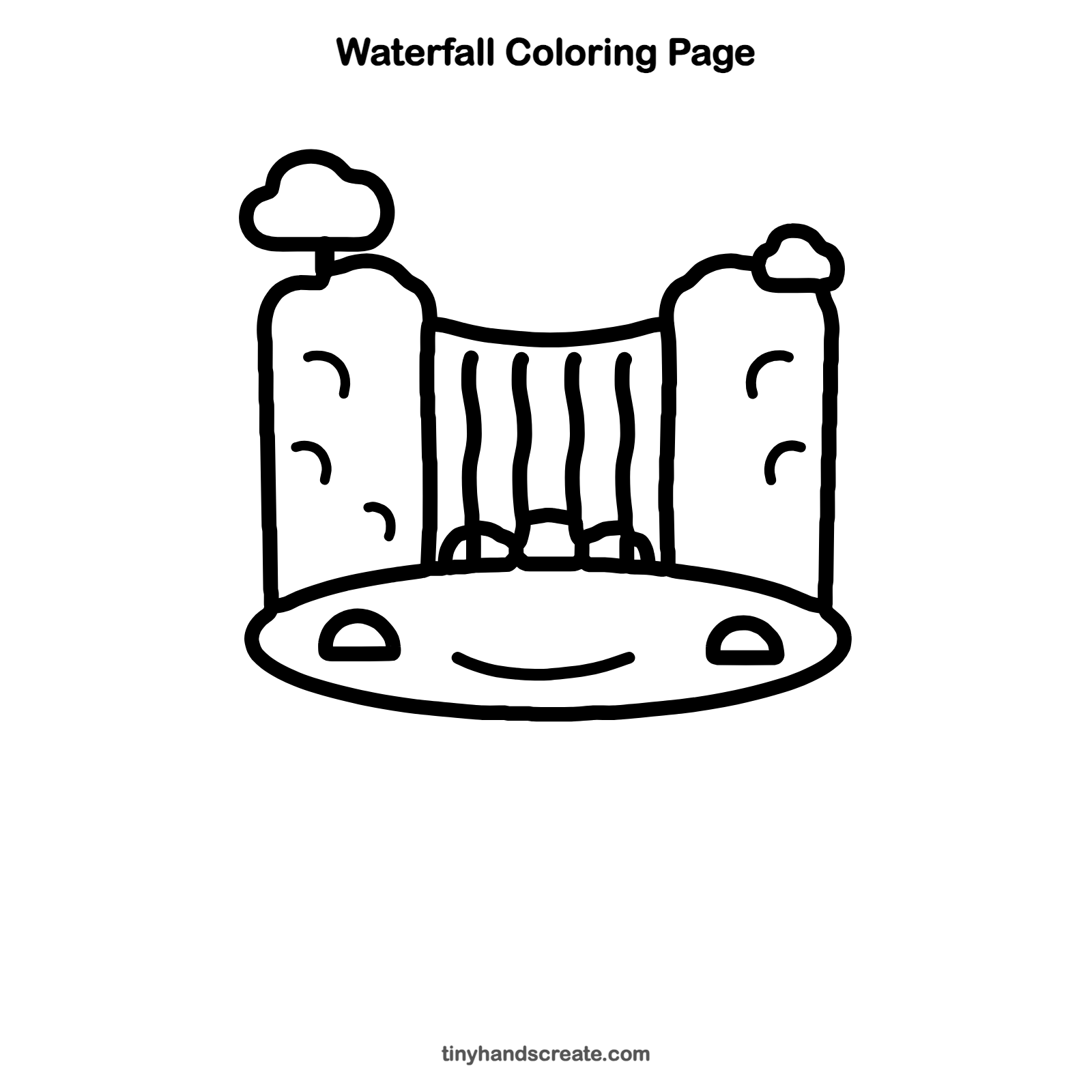 Free printable waterfall coloring page for kids
