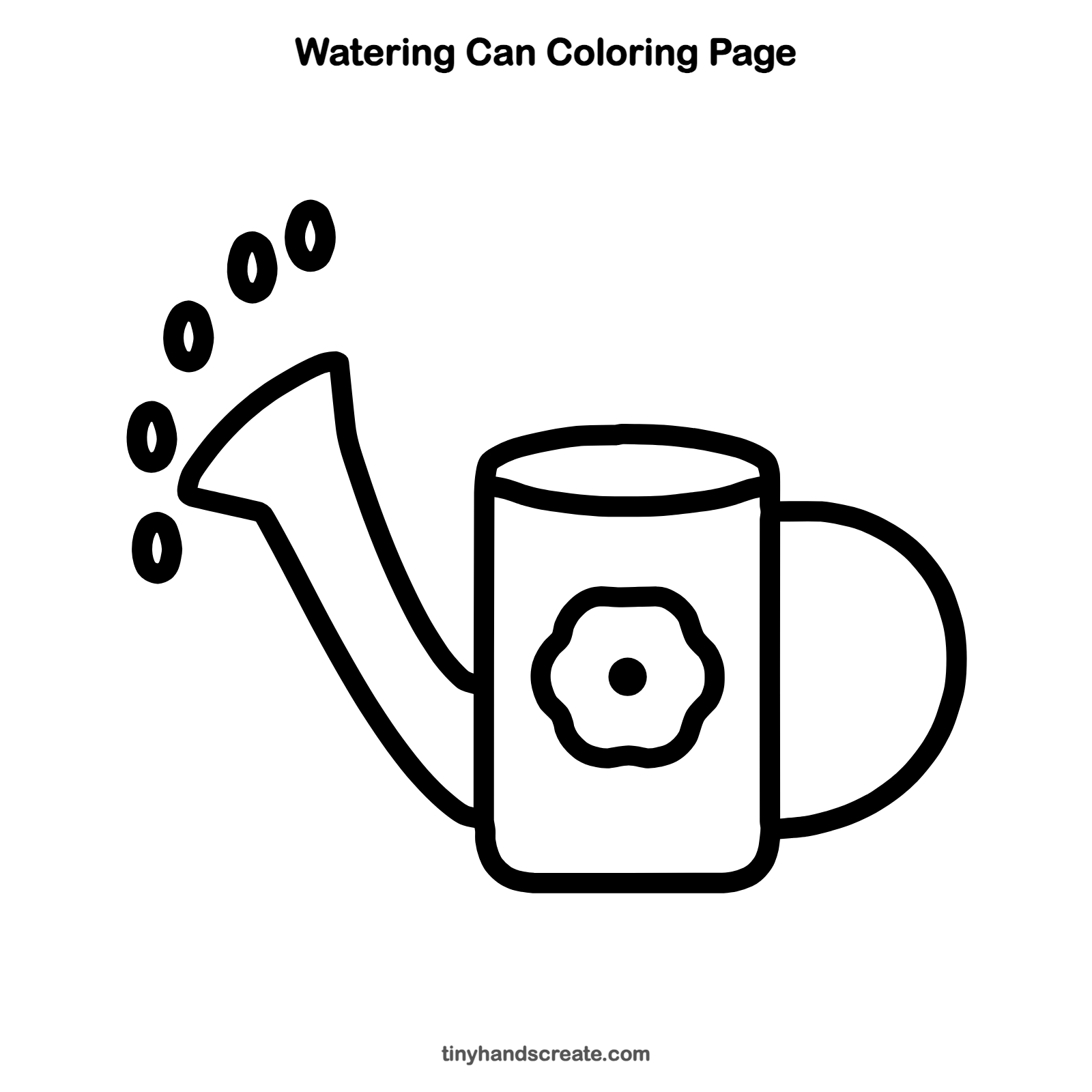 Free printable watering can coloring page for kids