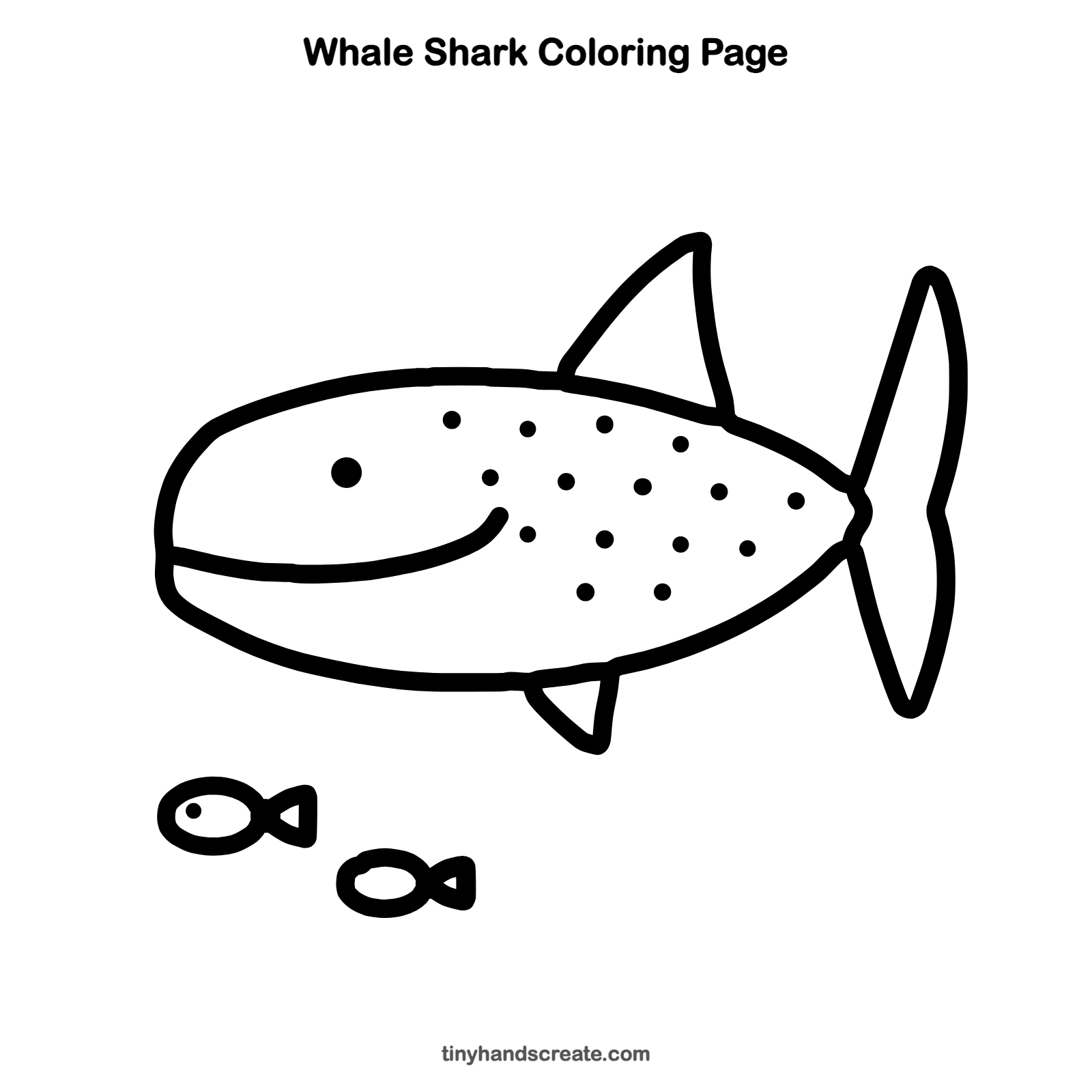 Free printable whale shark coloring page for kids