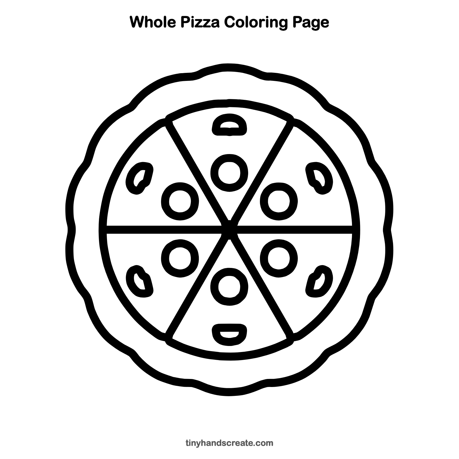 Free printable whole pizza coloring page for kids
