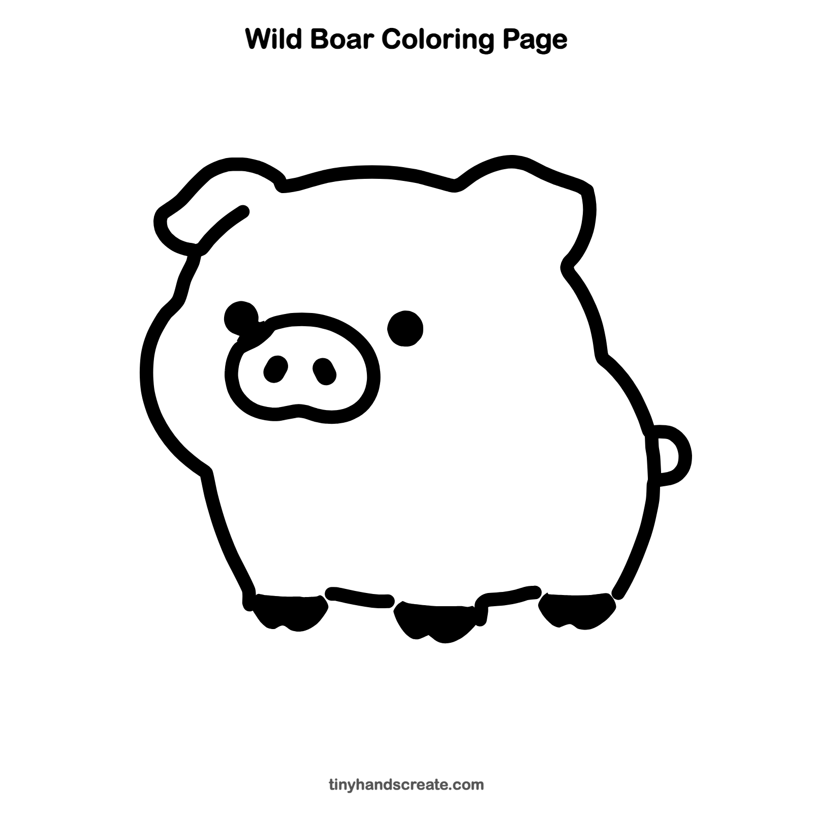 Free printable wild boar coloring page for kids