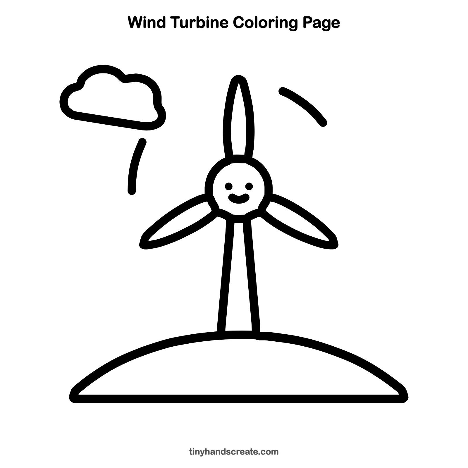 Free printable wind turbine coloring page for kids