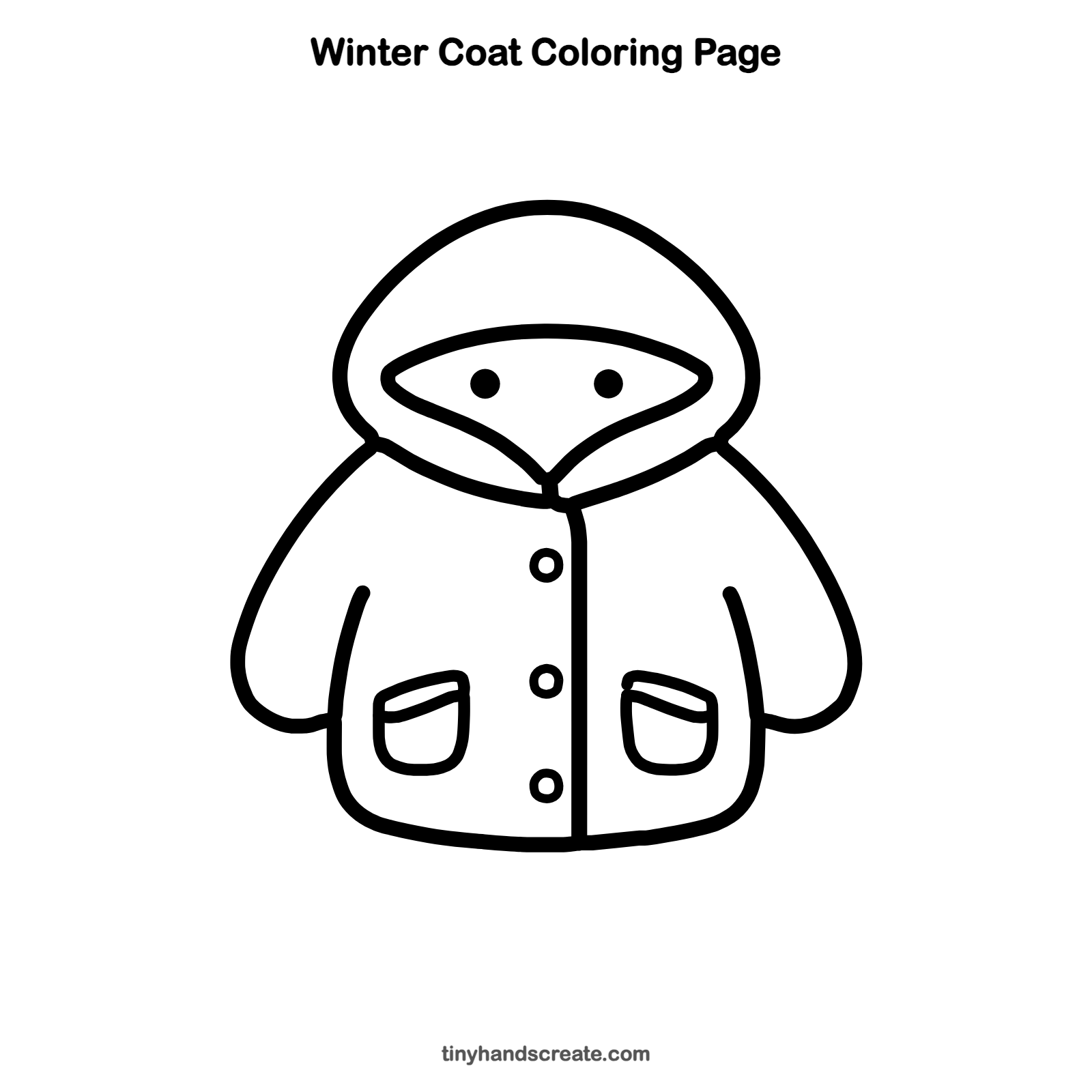 Free printable winter coat coloring page for kids