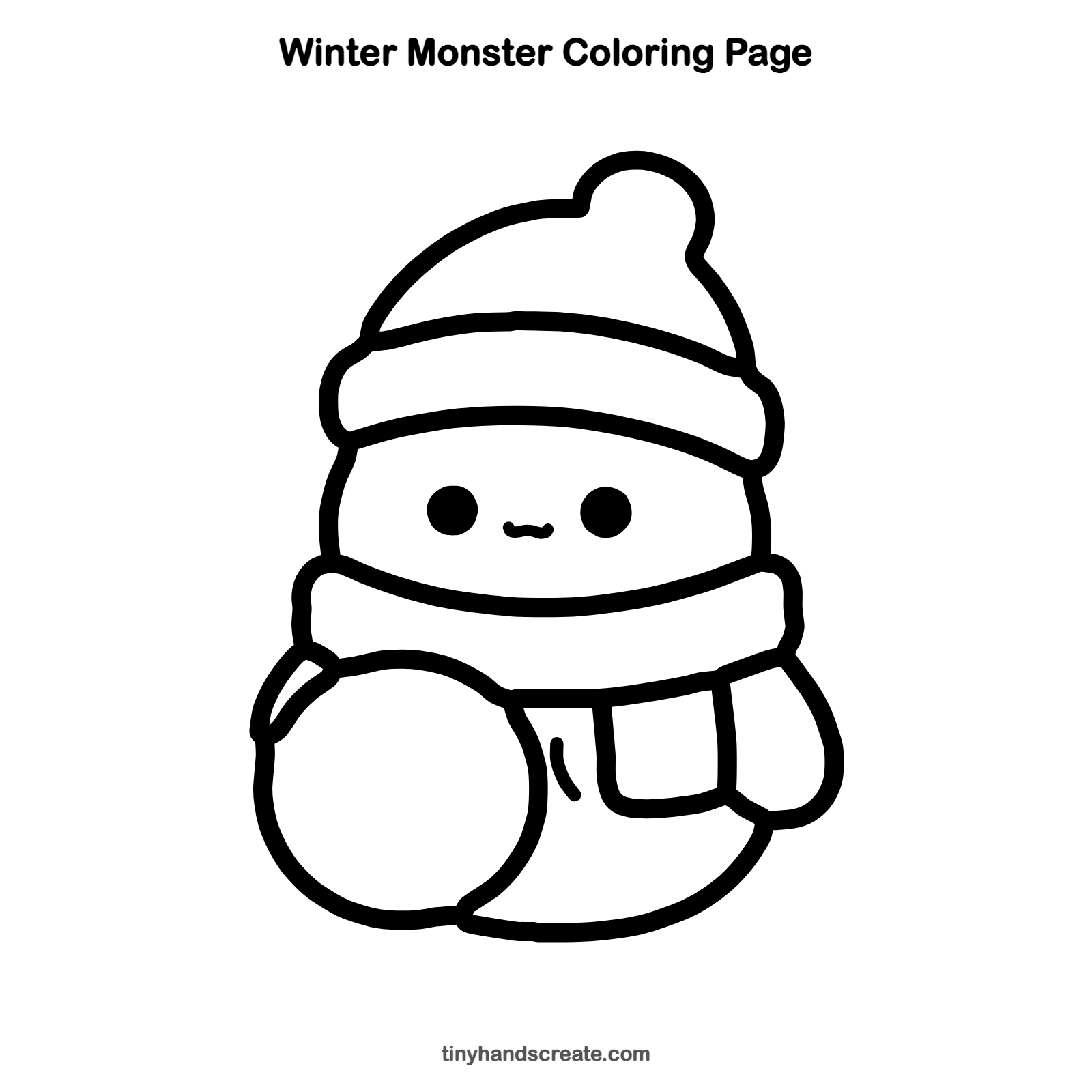 Free printable winter monster coloring page for kids