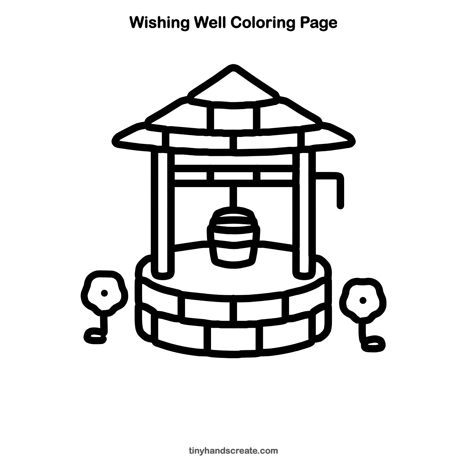 Free printable wishing well coloring page for kids