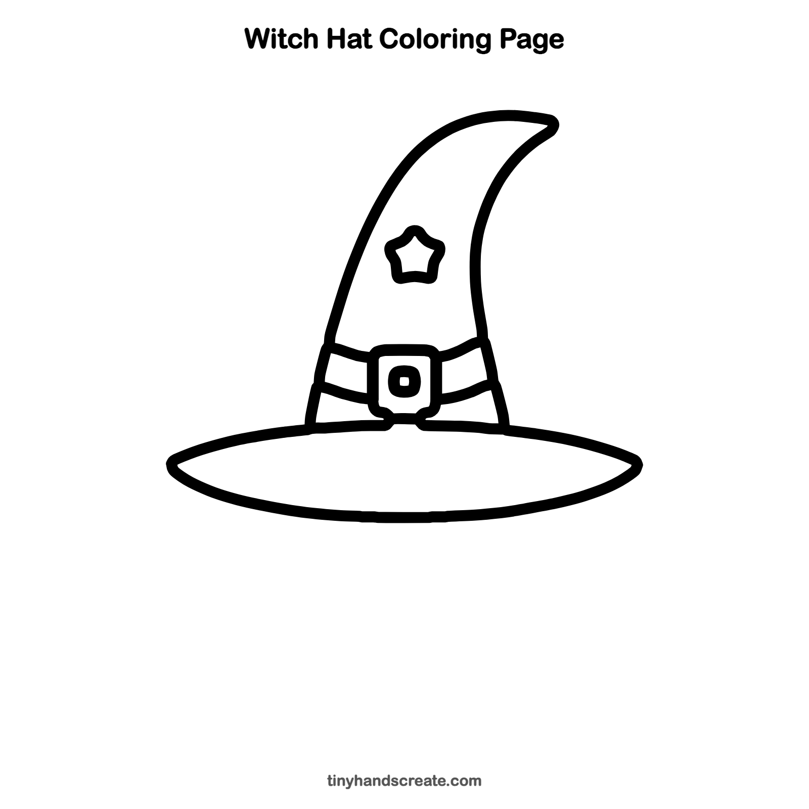 Free printable witch hat coloring page for kids