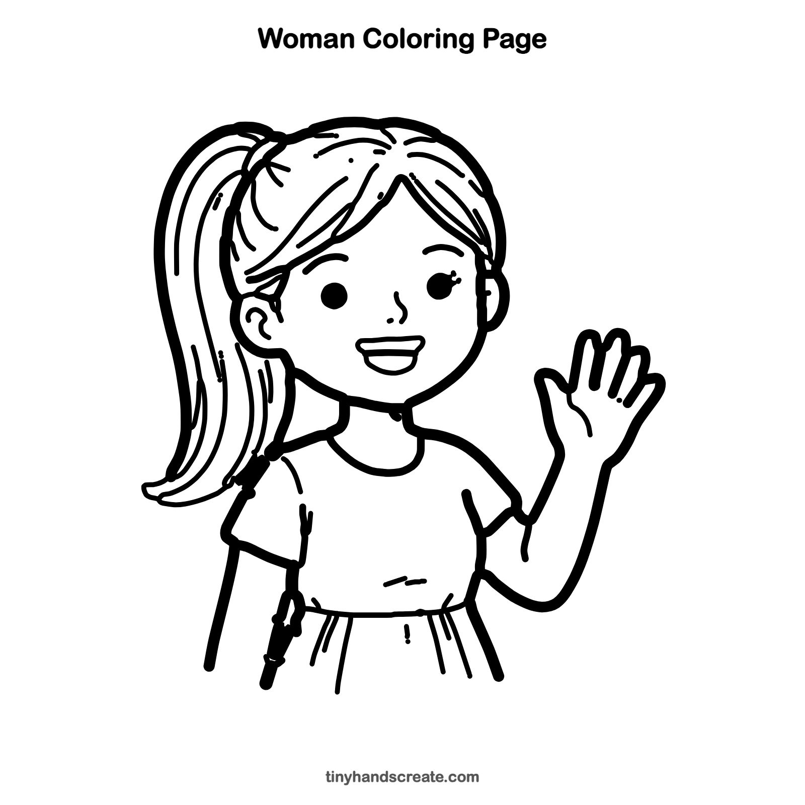 Free printable woman coloring page for kids