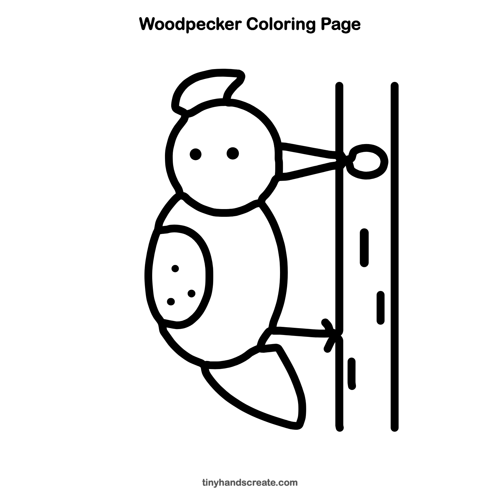 Free printable woodpecker coloring page for kids