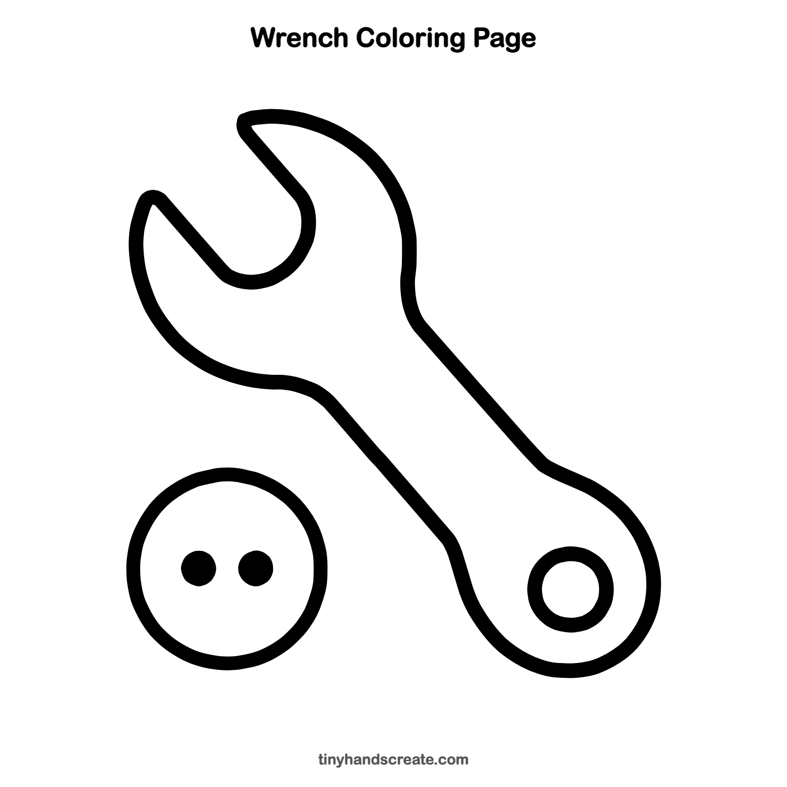 Free printable wrench coloring page for kids