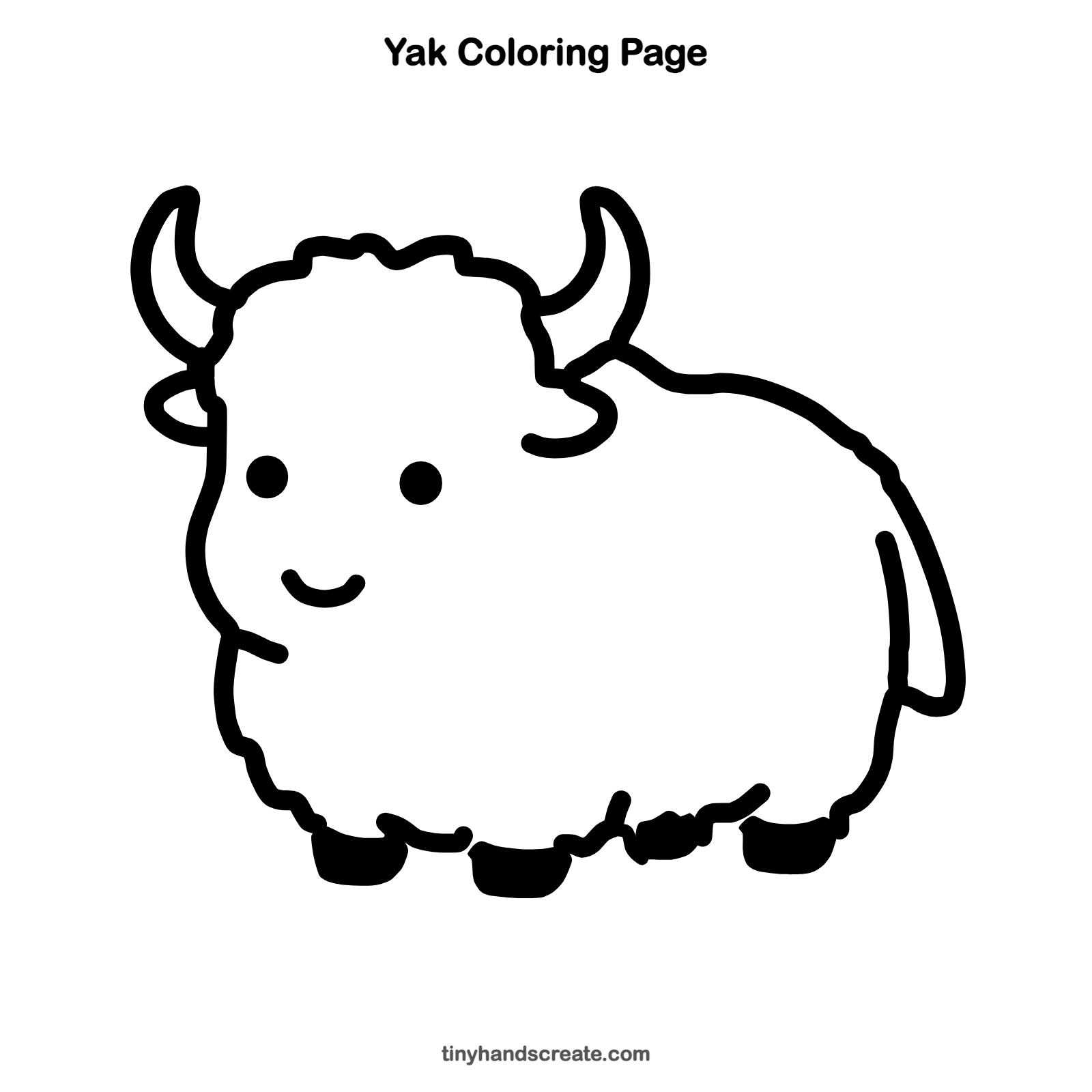 Free printable yak coloring page for kids