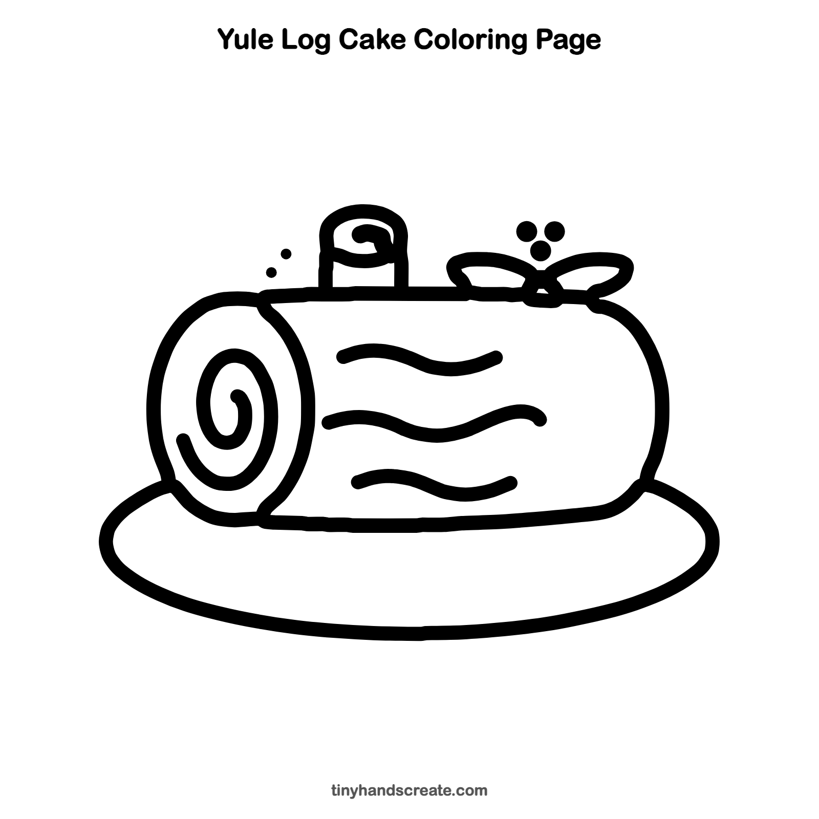 Free printable yule log cake coloring page for kids