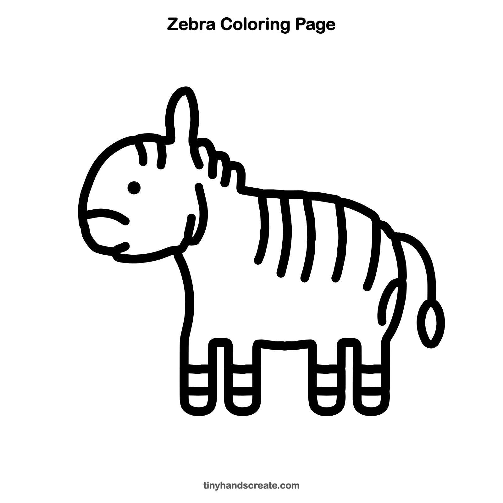 Free printable zebra coloring page for kids