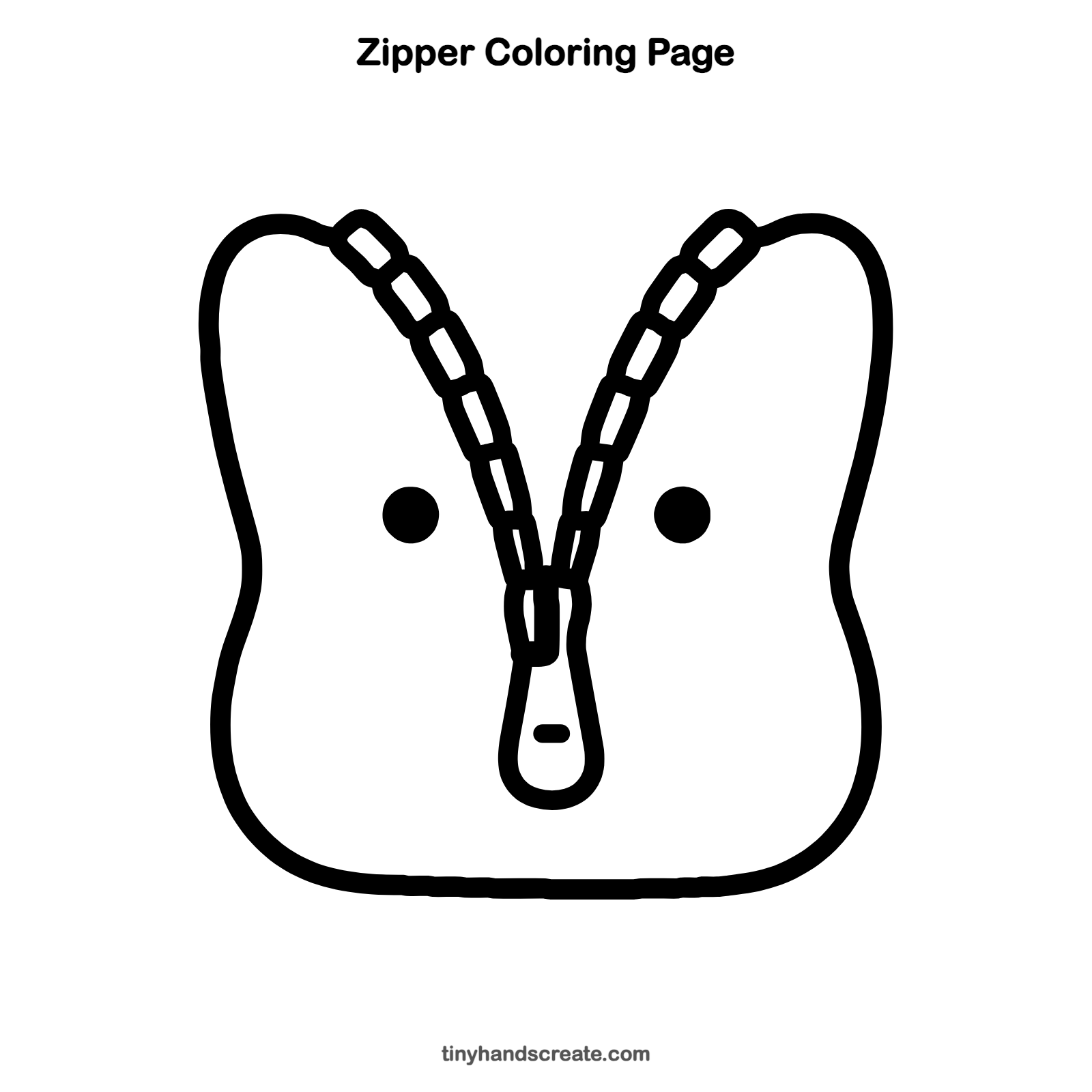 Free printable zipper coloring page for kids