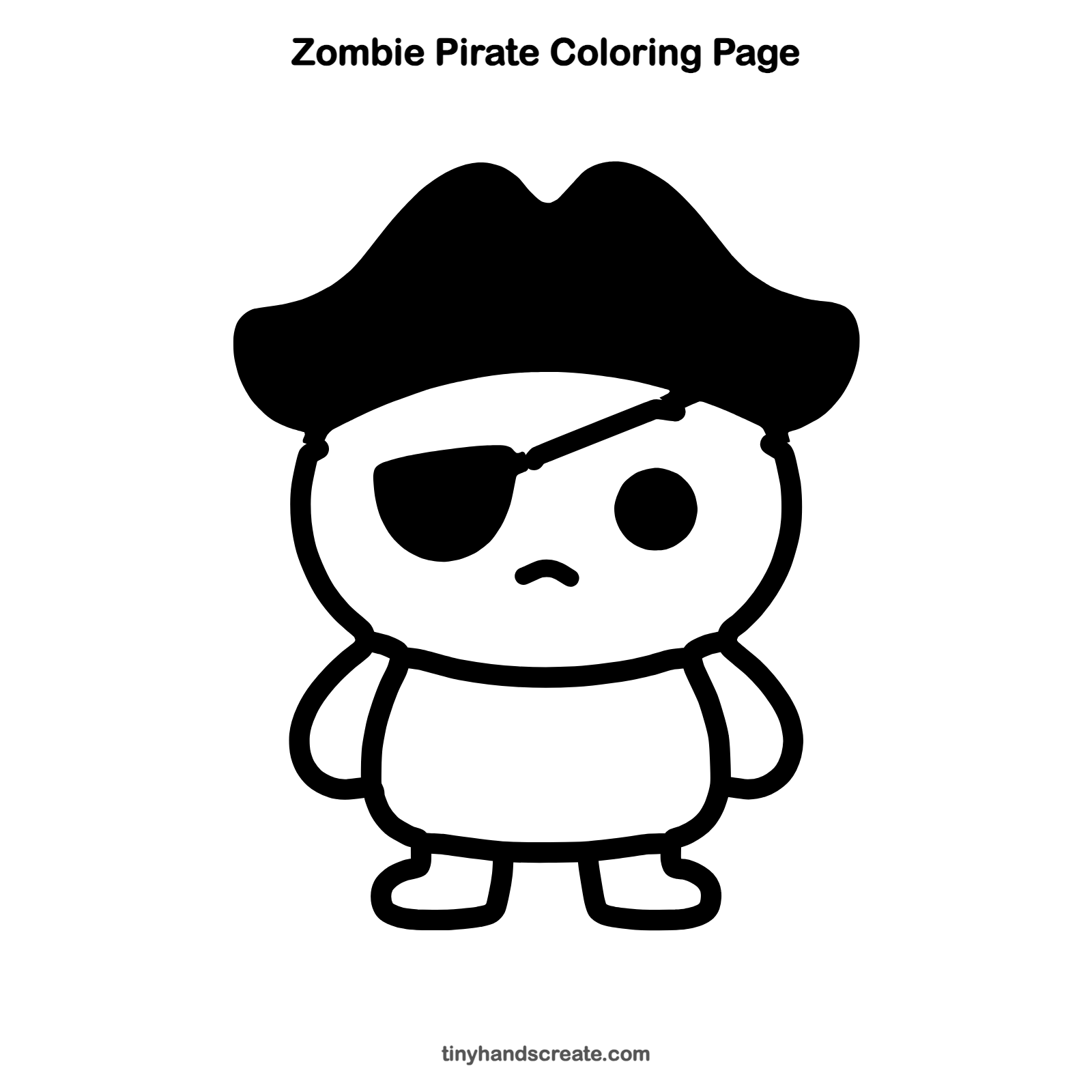 Free printable zombie pirate coloring page for kids