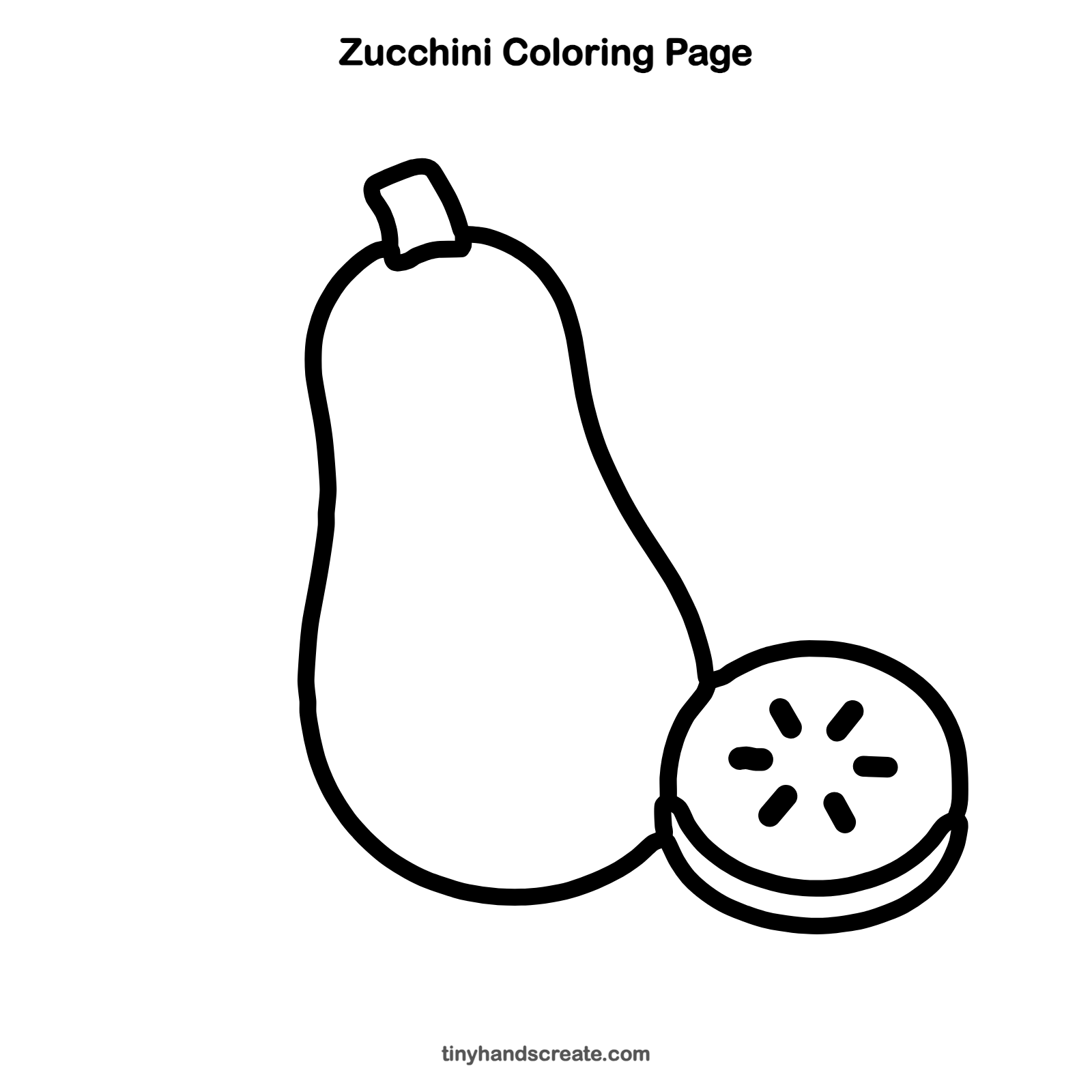 Free printable zucchini coloring page for kids