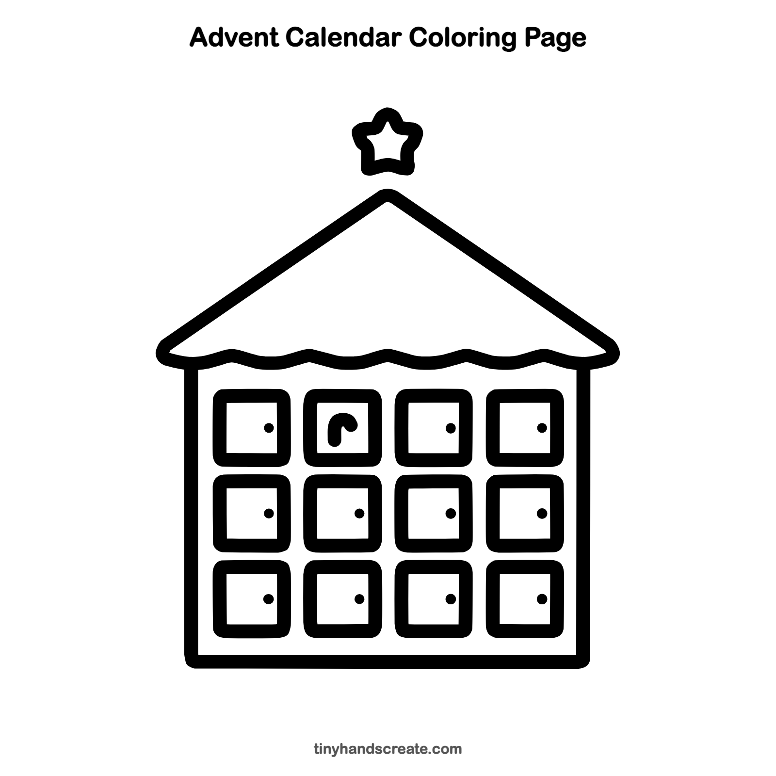 Free printable advent calendar coloring page for kids