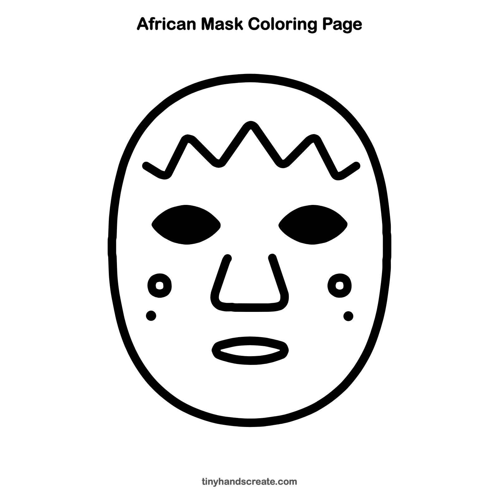 Free printable African mask coloring page for kids
