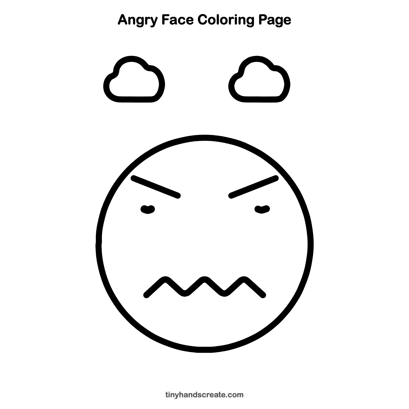 Free printable angry face coloring page for kids