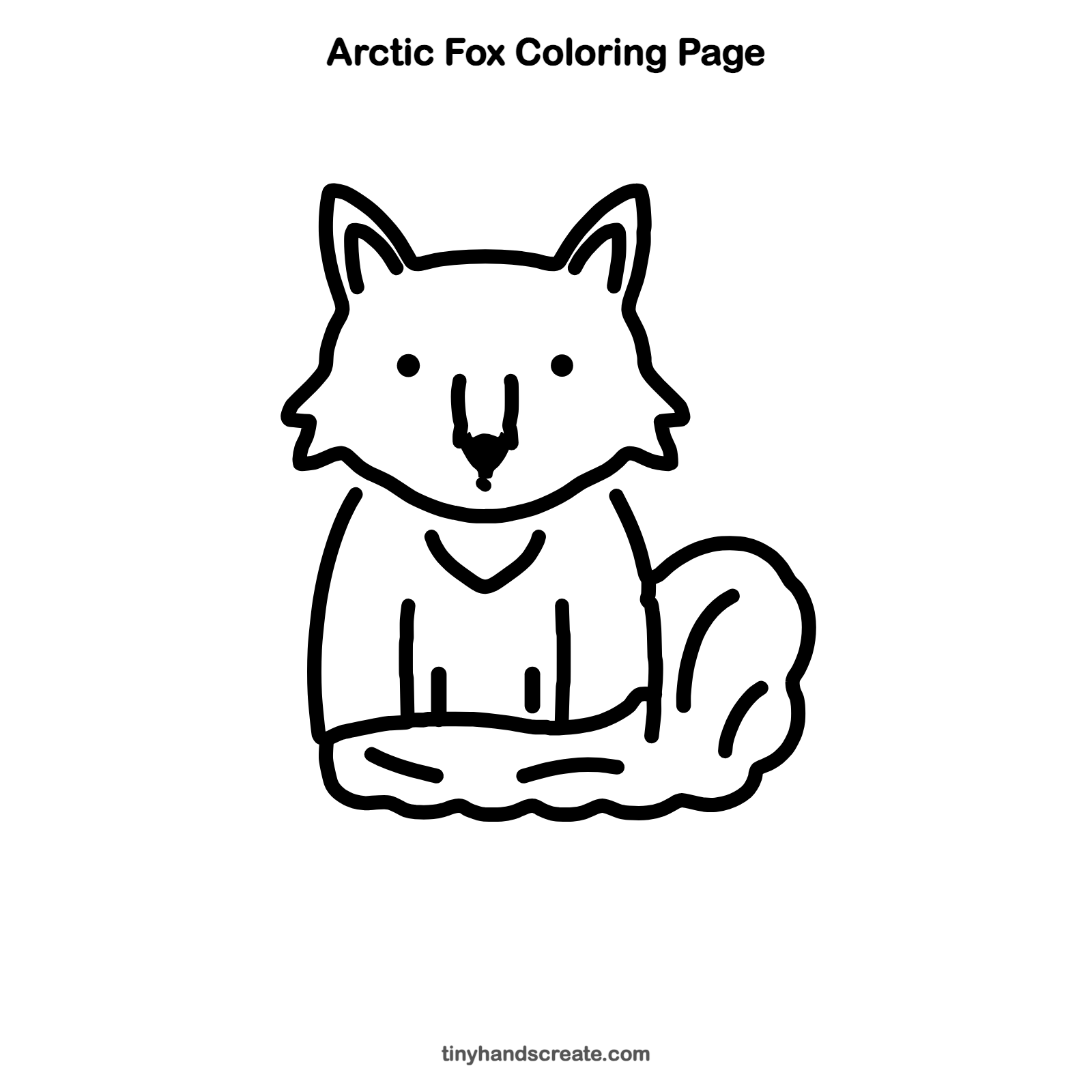 Free printable arctic fox coloring page for kids