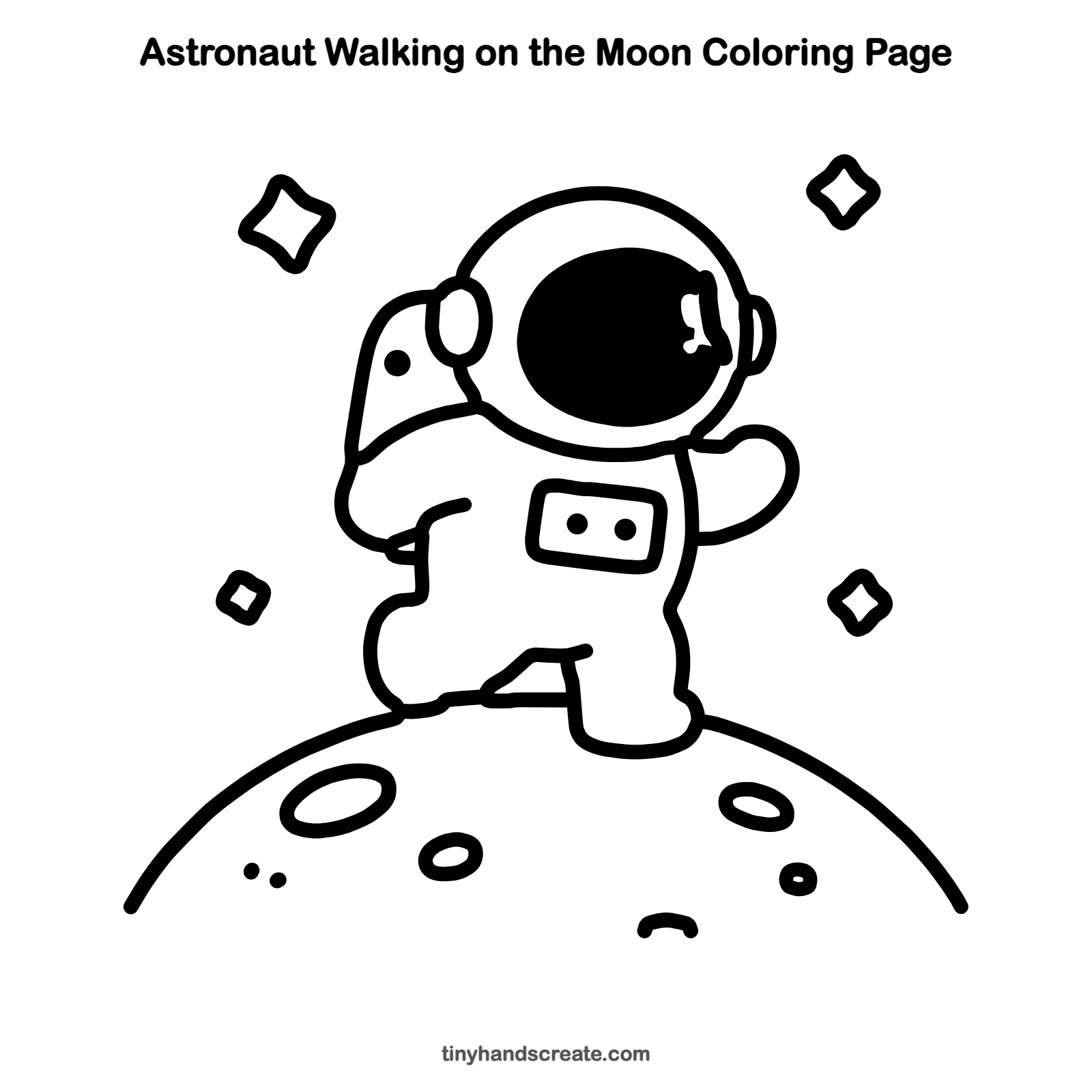 Free printable astronaut walking on the moon coloring page for kids