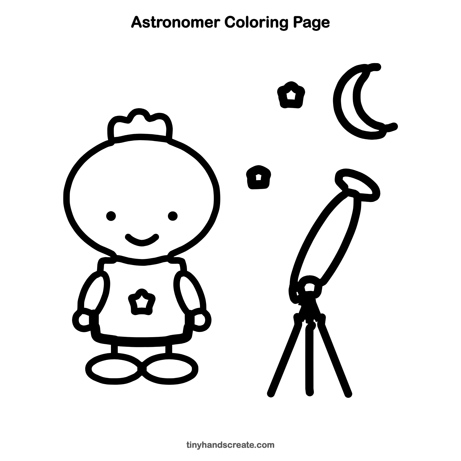 Free printable astronomer coloring page for kids