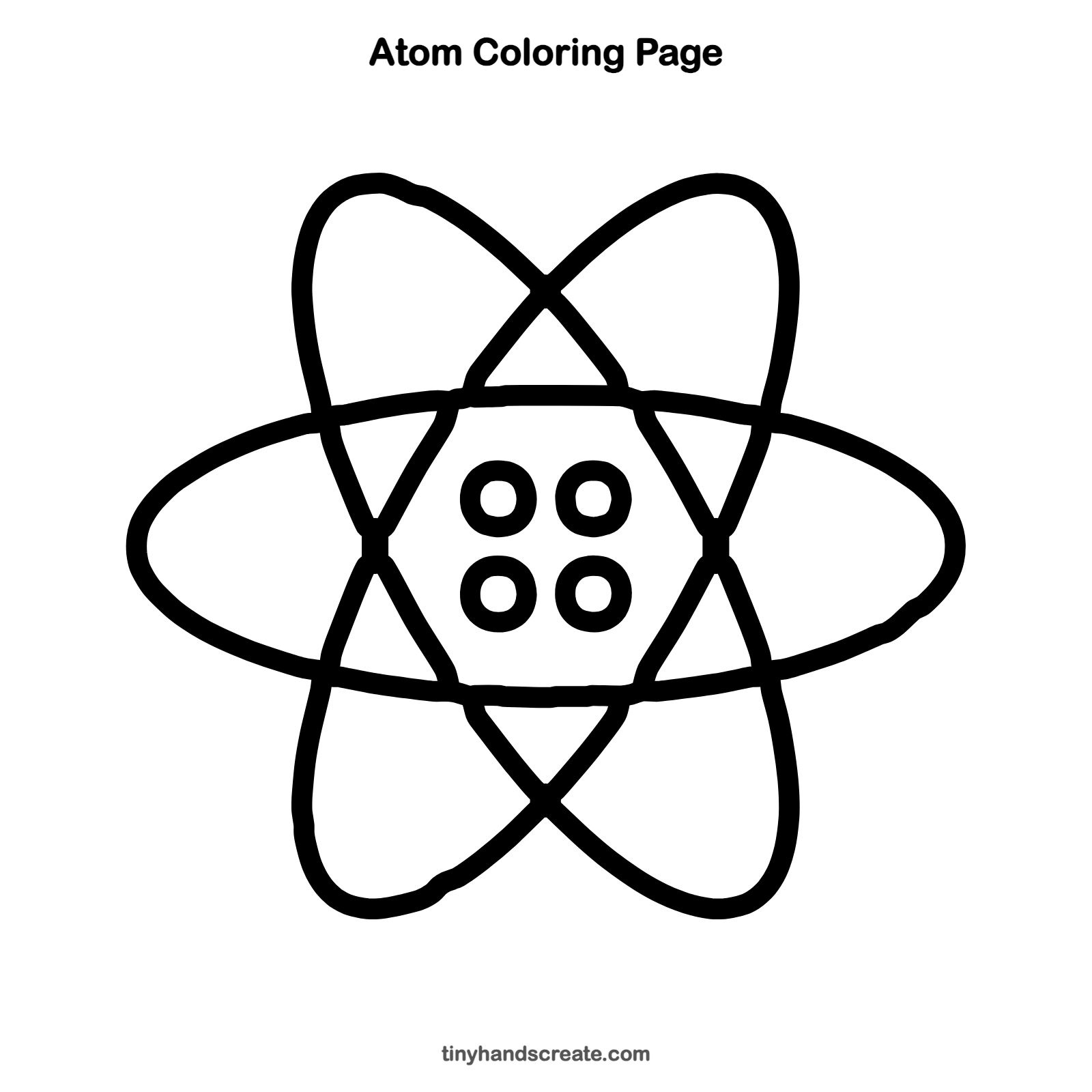 Free printable atom coloring page for kids