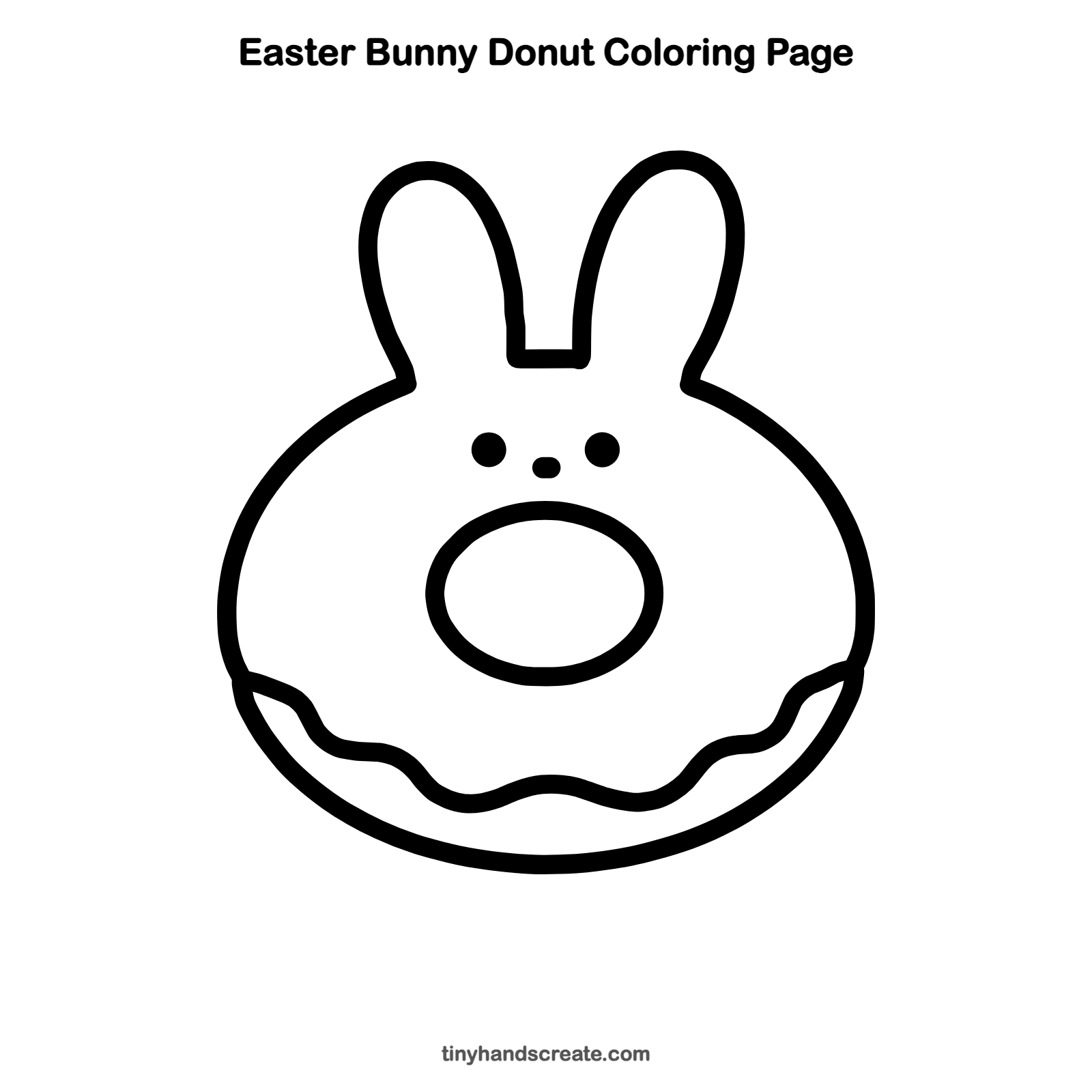 Free printable Easter bunny donut coloring page for kids
