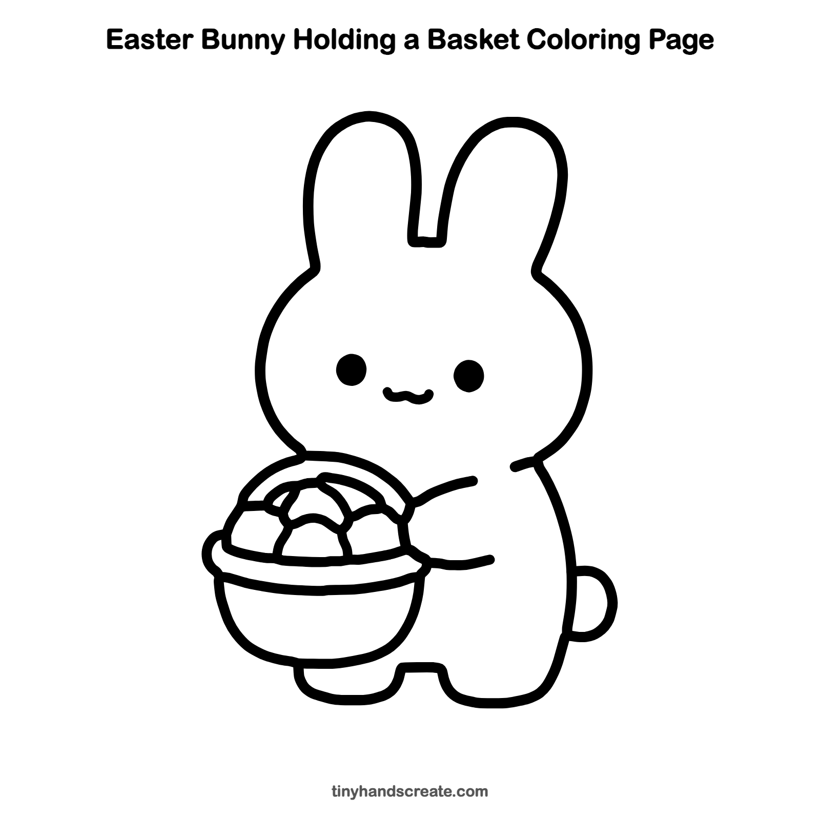 Free printable Easter bunny holding a basket coloring page for kids