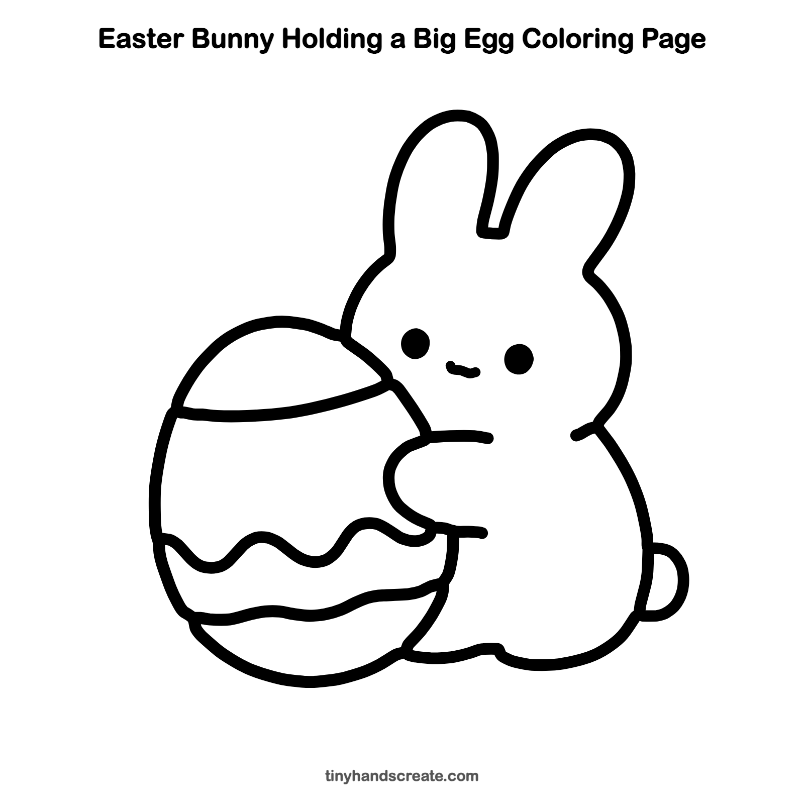 Free printable Easter bunny holding a big egg coloring page for kids