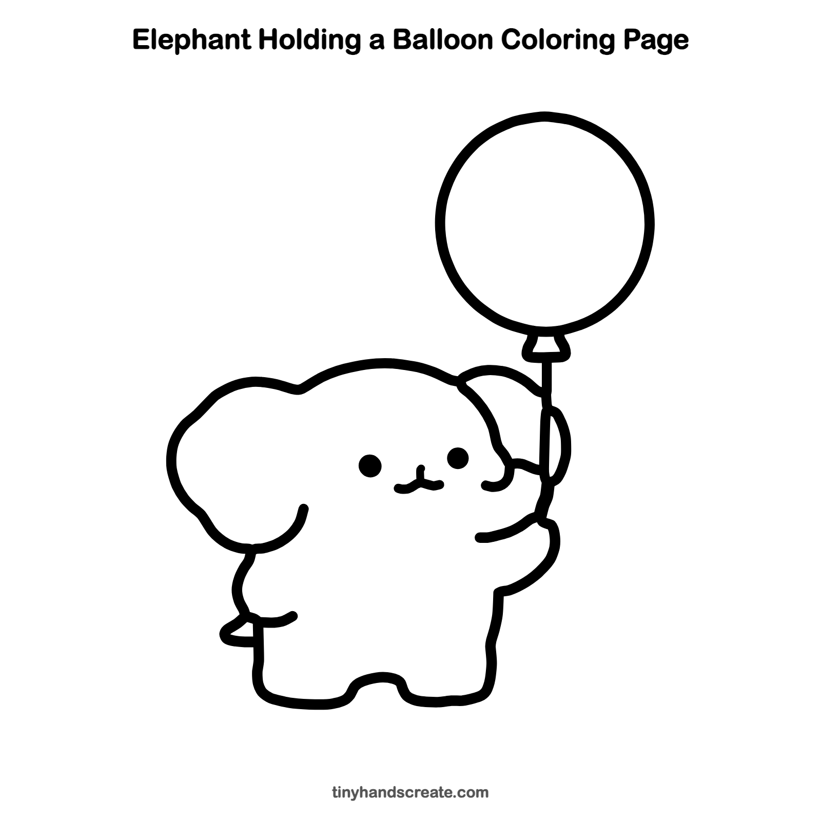 Free printable elephant holding a balloon coloring page for kids