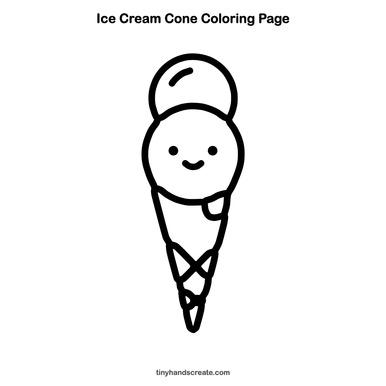 Free printable ice cream cone coloring page for kids