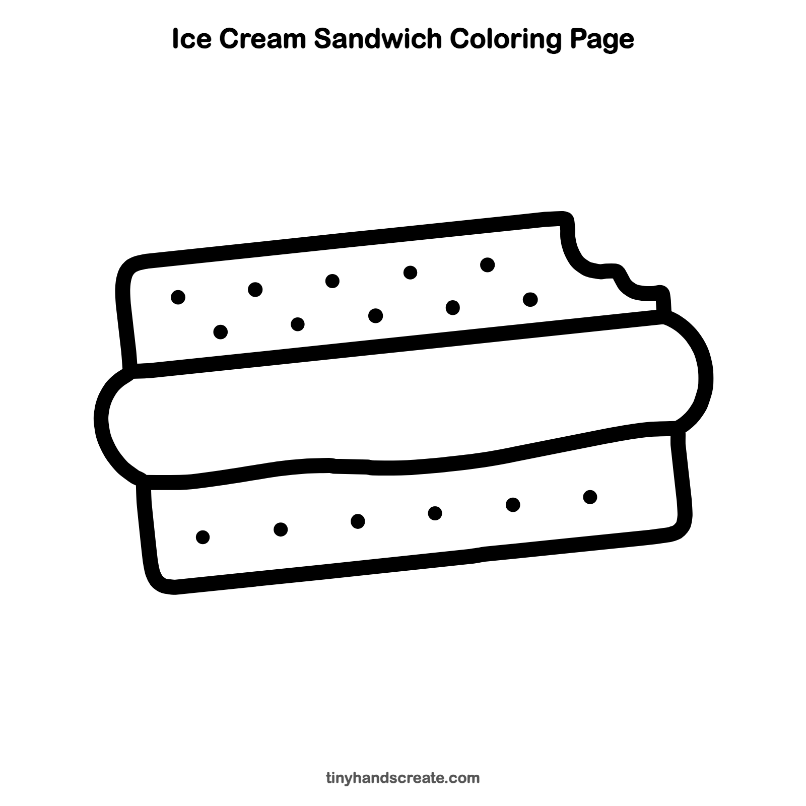 Free printable ice cream sandwich coloring page for kids