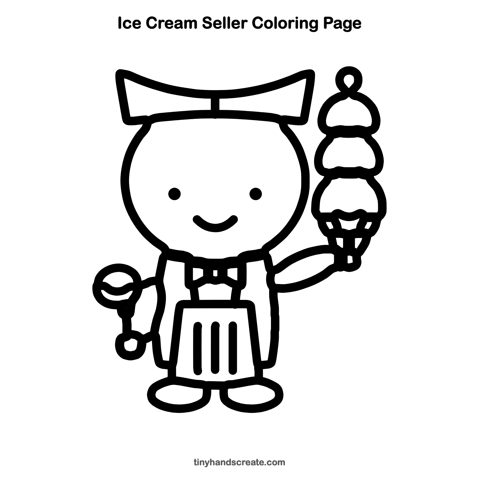 Free printable ice cream seller coloring page for kids