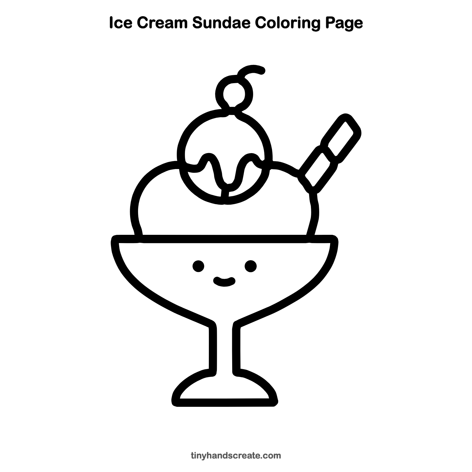 Free printable ice cream sundae coloring page for kids