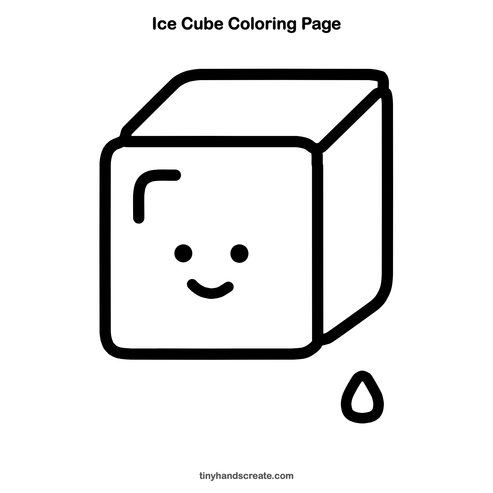 Free printable ice cube coloring page for kids