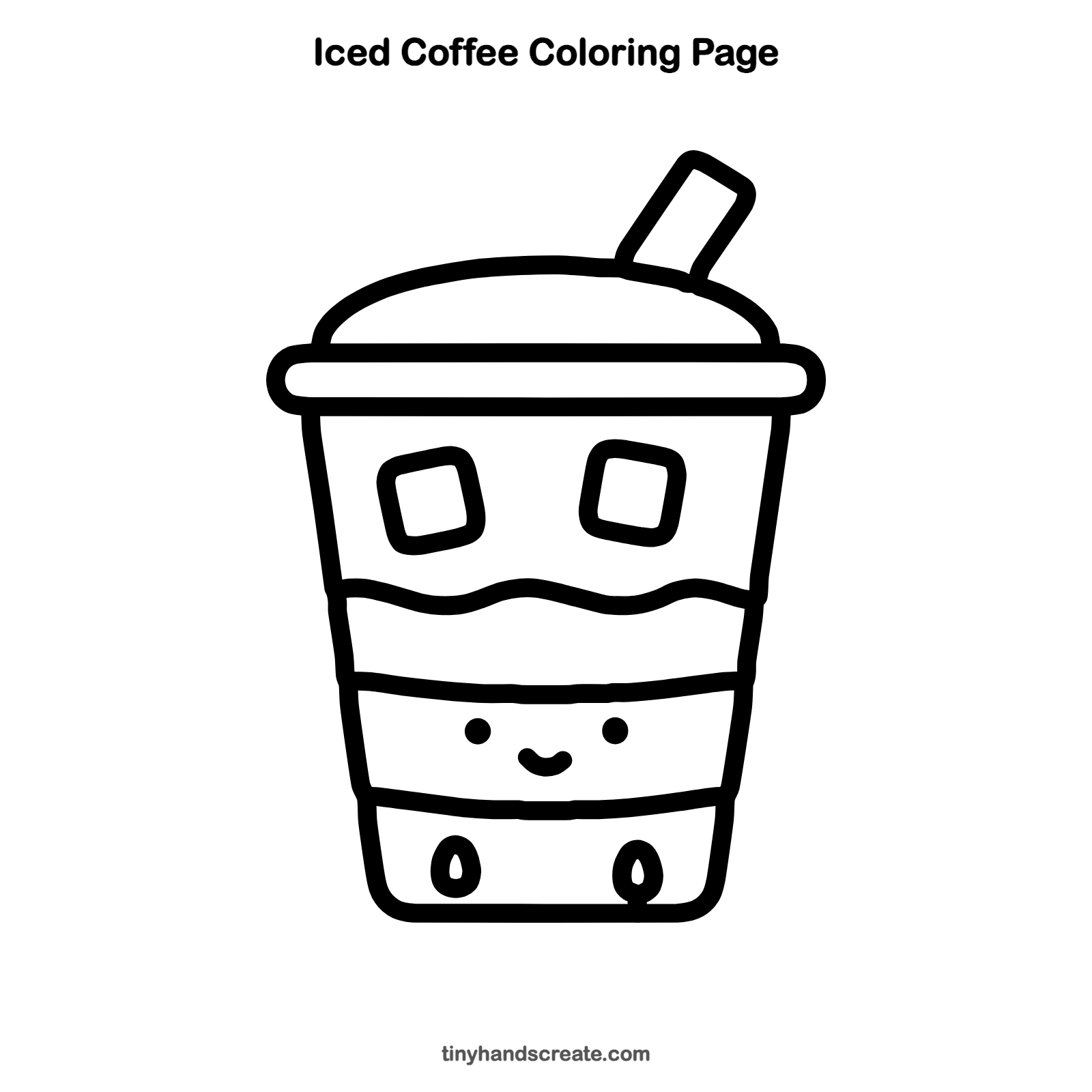 Free printable iced coffee coloring page for kids