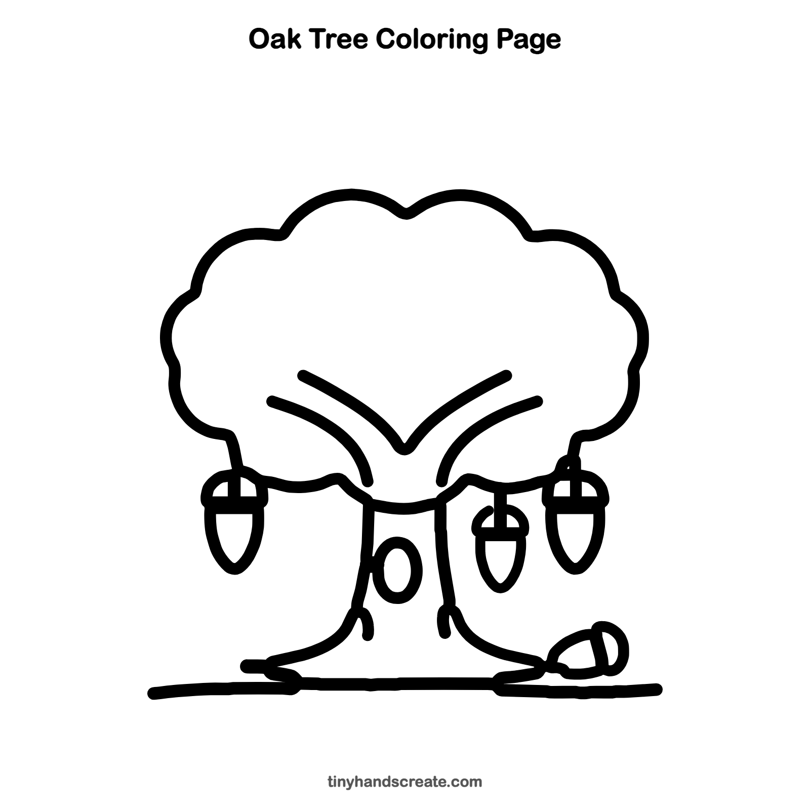 Free printable oak tree coloring page for kids